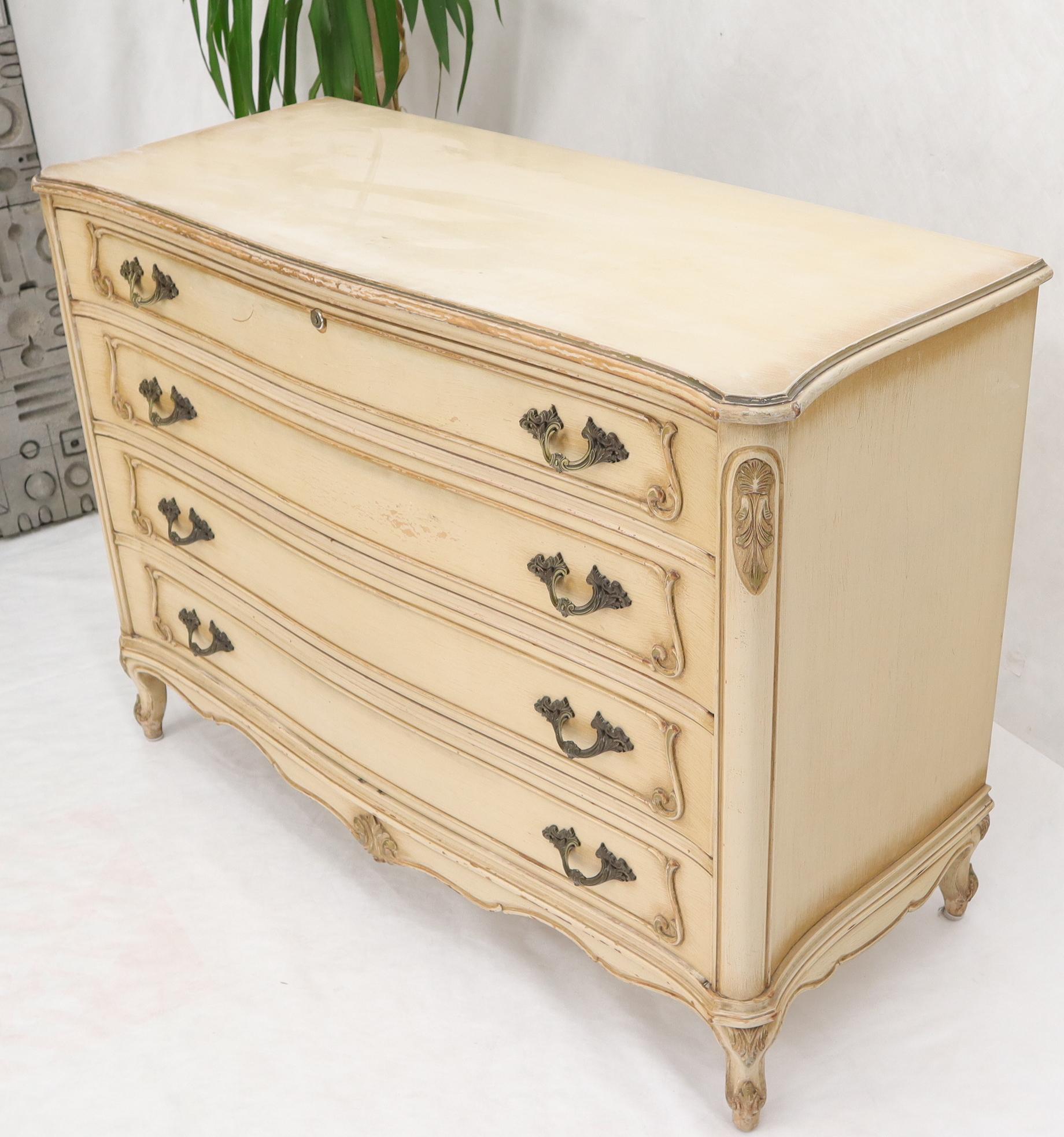 French provincial gold and off white painted 4 drawers dresser.