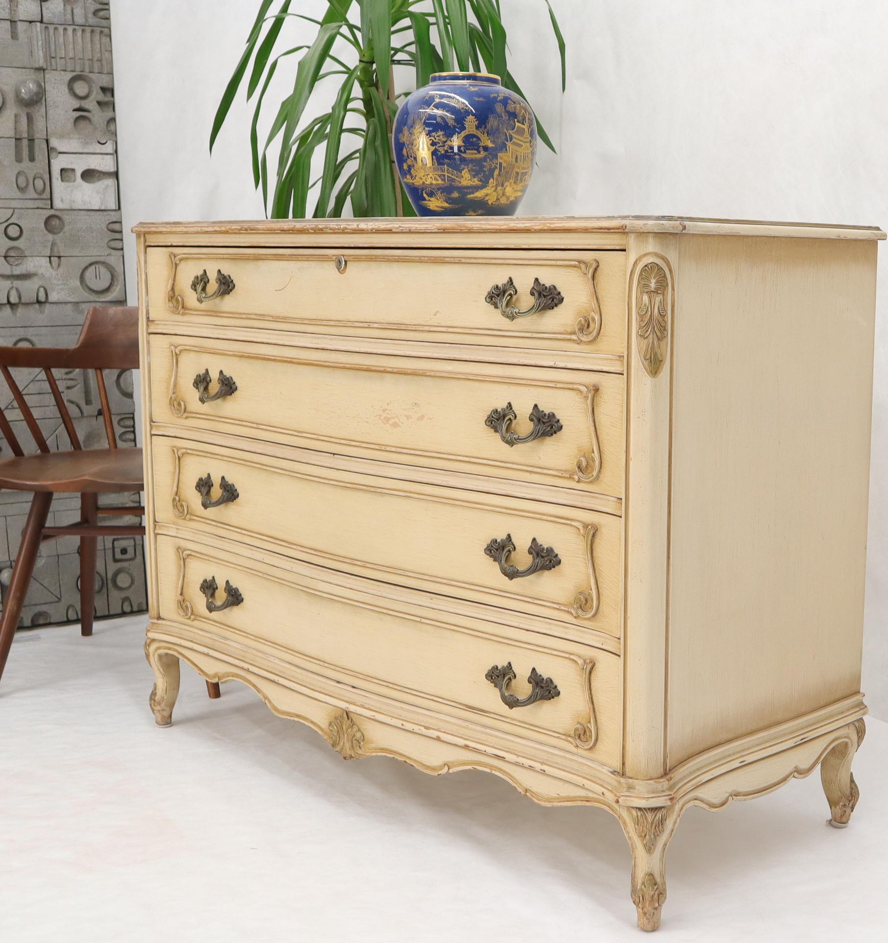 antique white dresser with gold trim