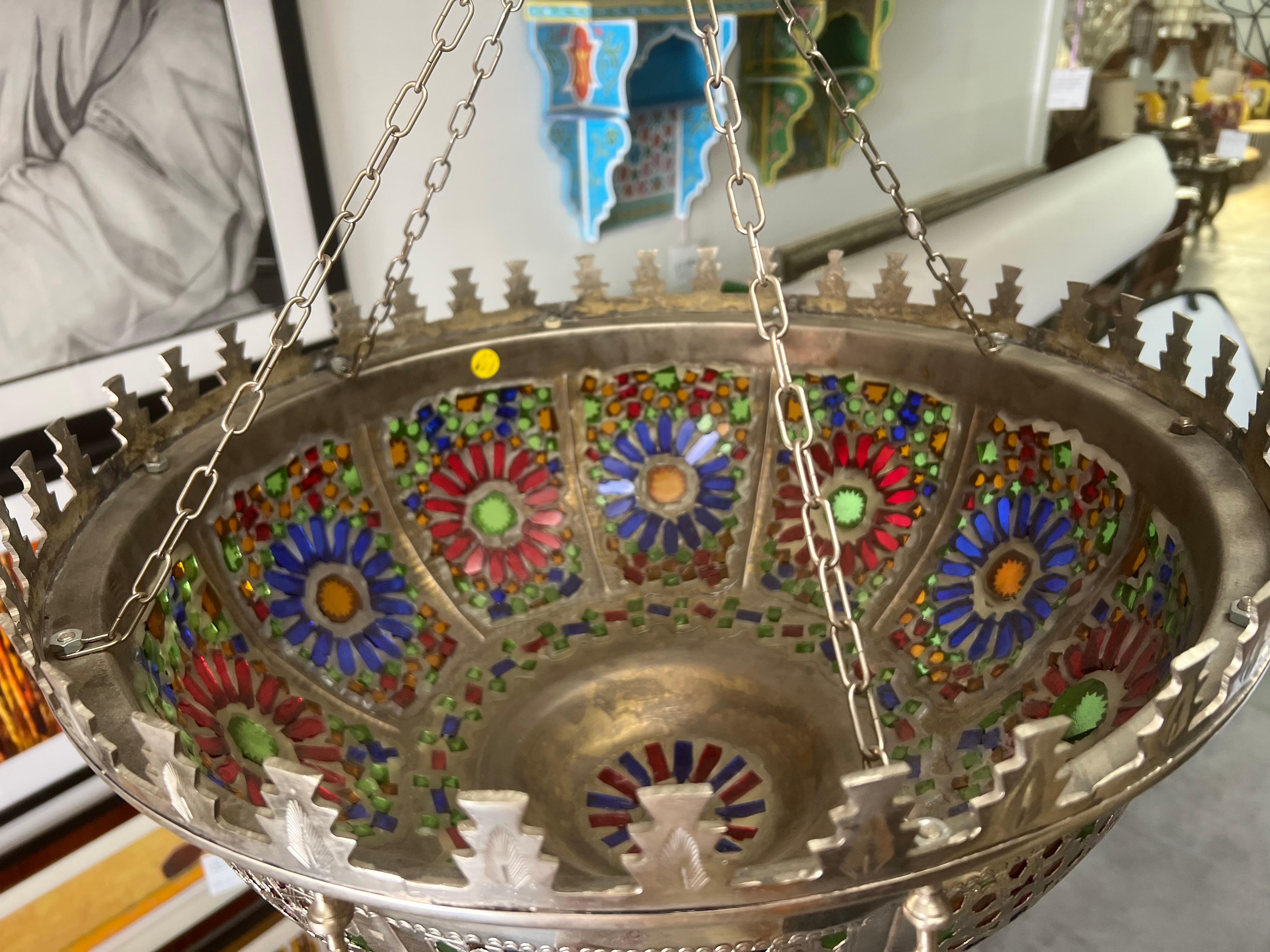 Shabby Chic Moroccan Multi-Color Glass Chandelier 2