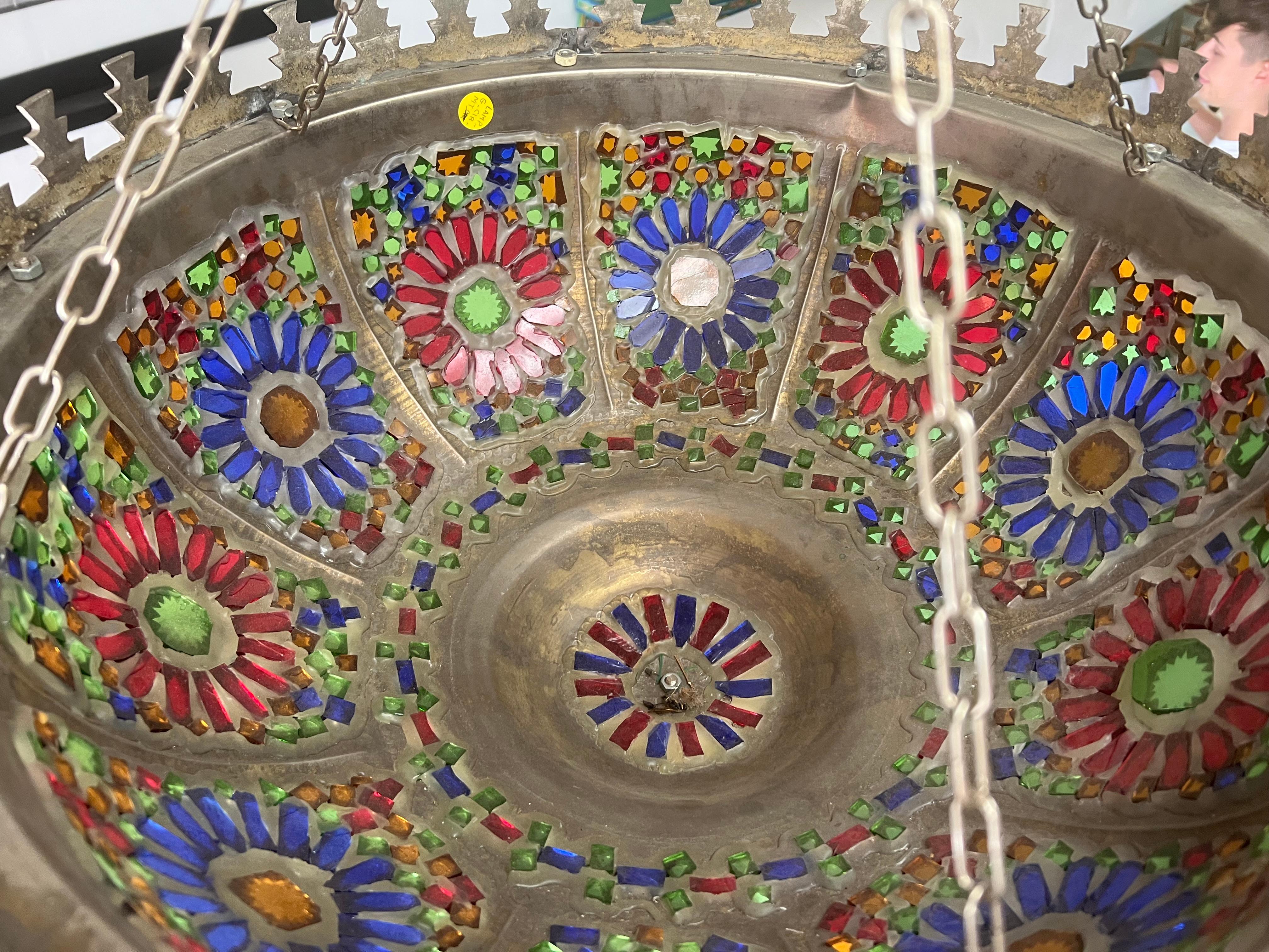 Shabby Chic Moroccan Multi-Color Glass Chandelier 3
