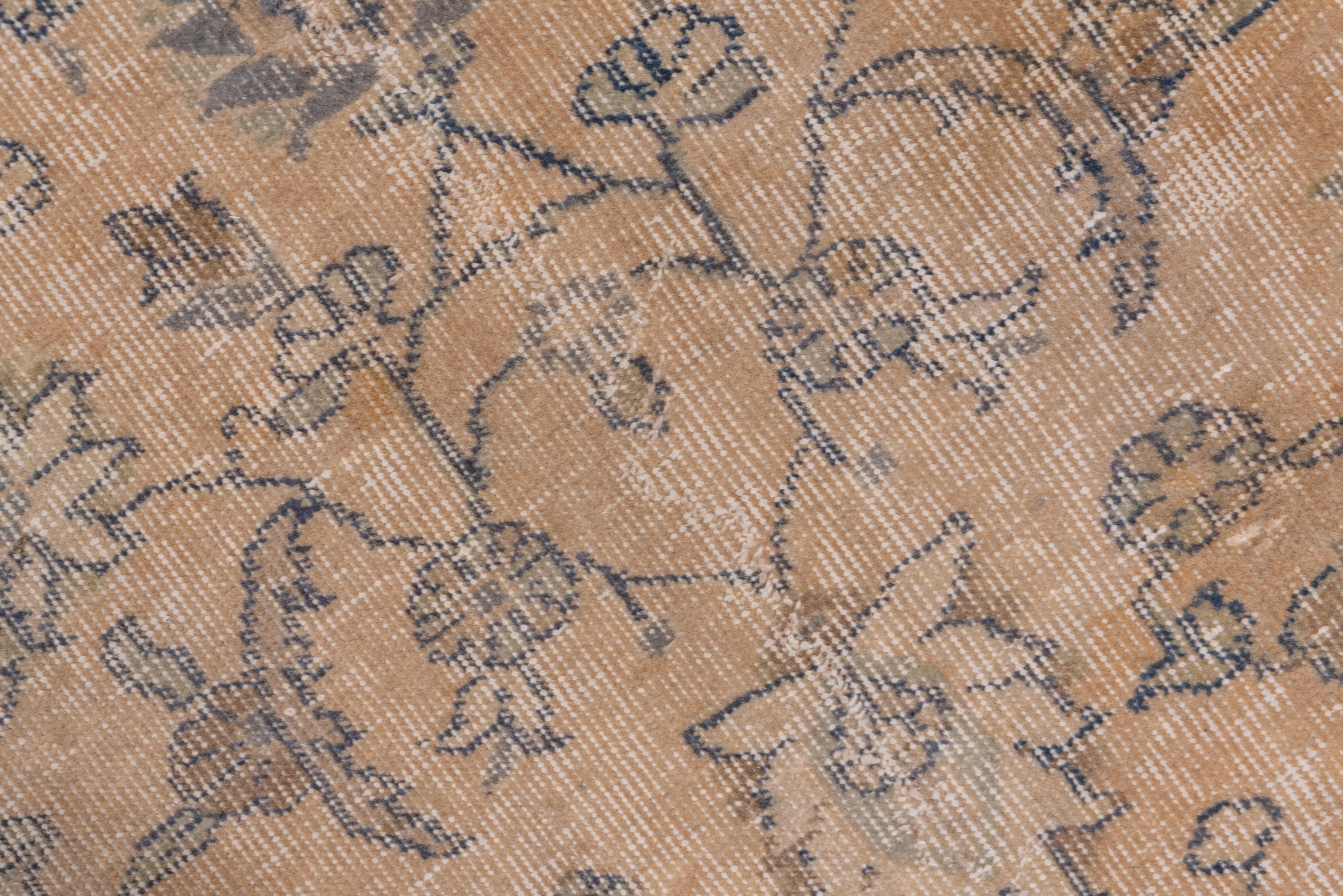 Hand-Knotted Shabby Chic Oushak Carpet, circa 1940s For Sale