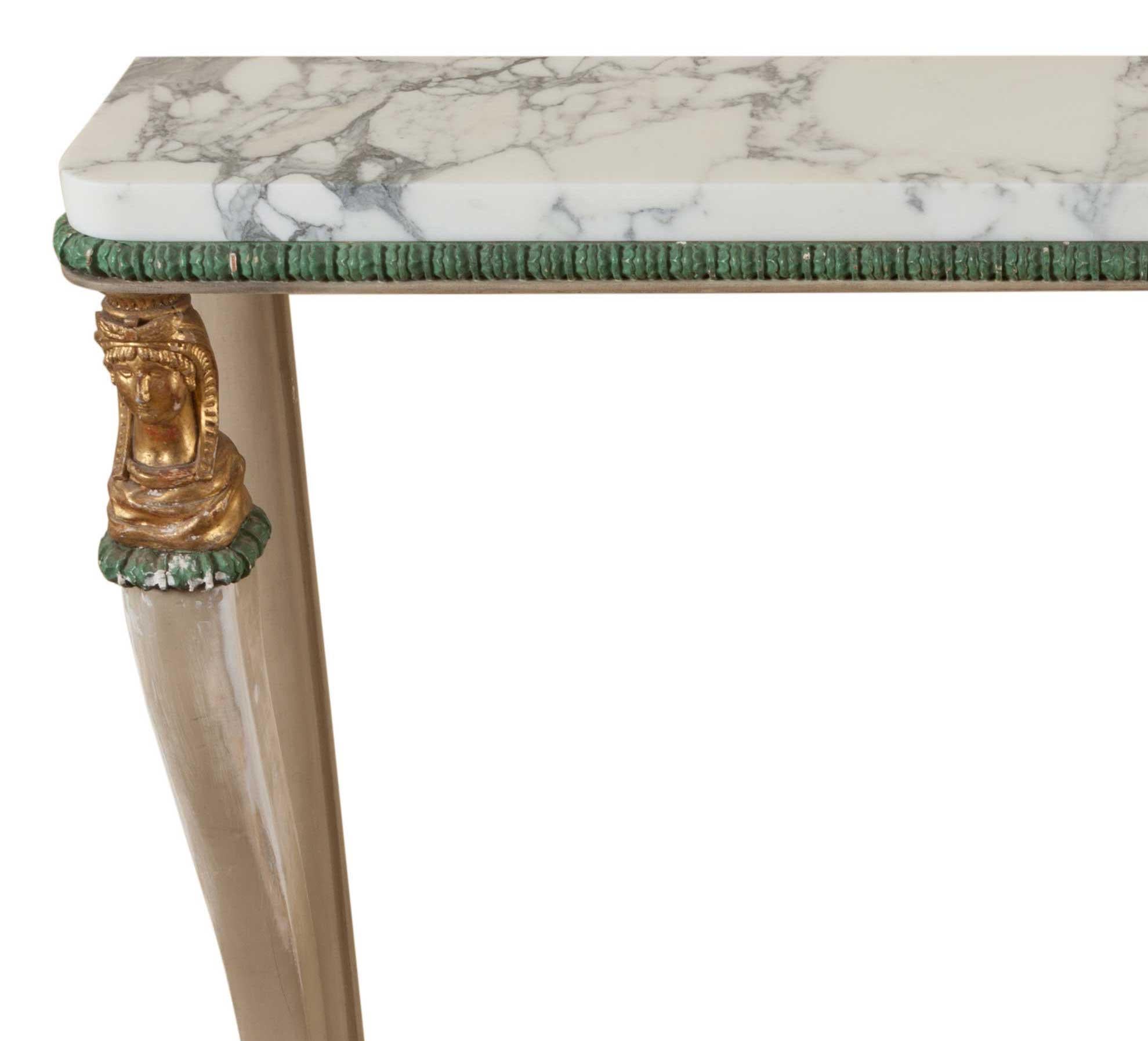French Console Table, Painted Empire circa 1815, Shabby Chic. For Sale