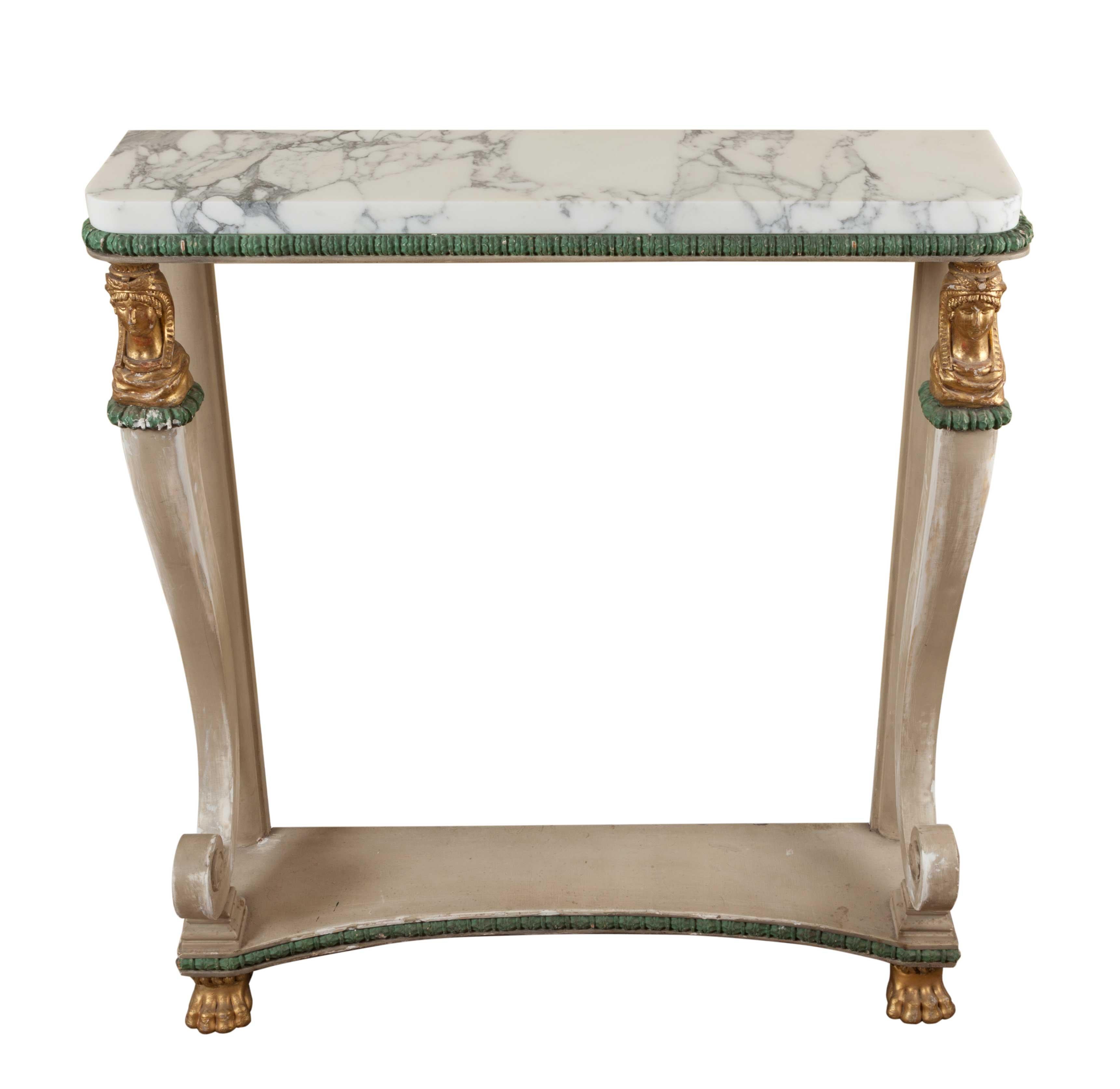 Console Table, Painted Empire circa 1815, Shabby Chic. For Sale