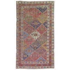 Vintage Zabihi Collection Persian Colorful Tribal Accent Size Rug