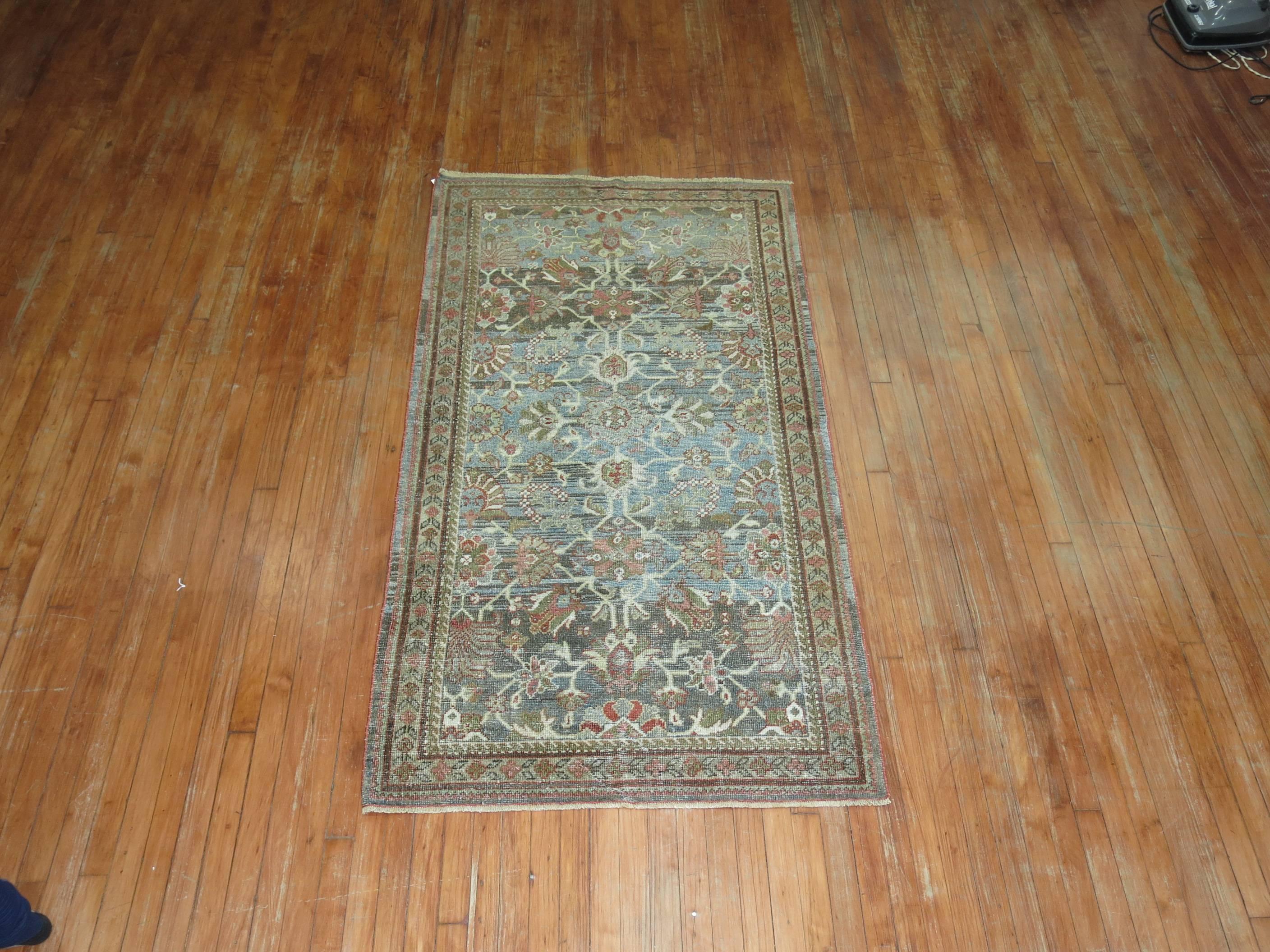 Early 20th century shabby chic persian mahal rug.