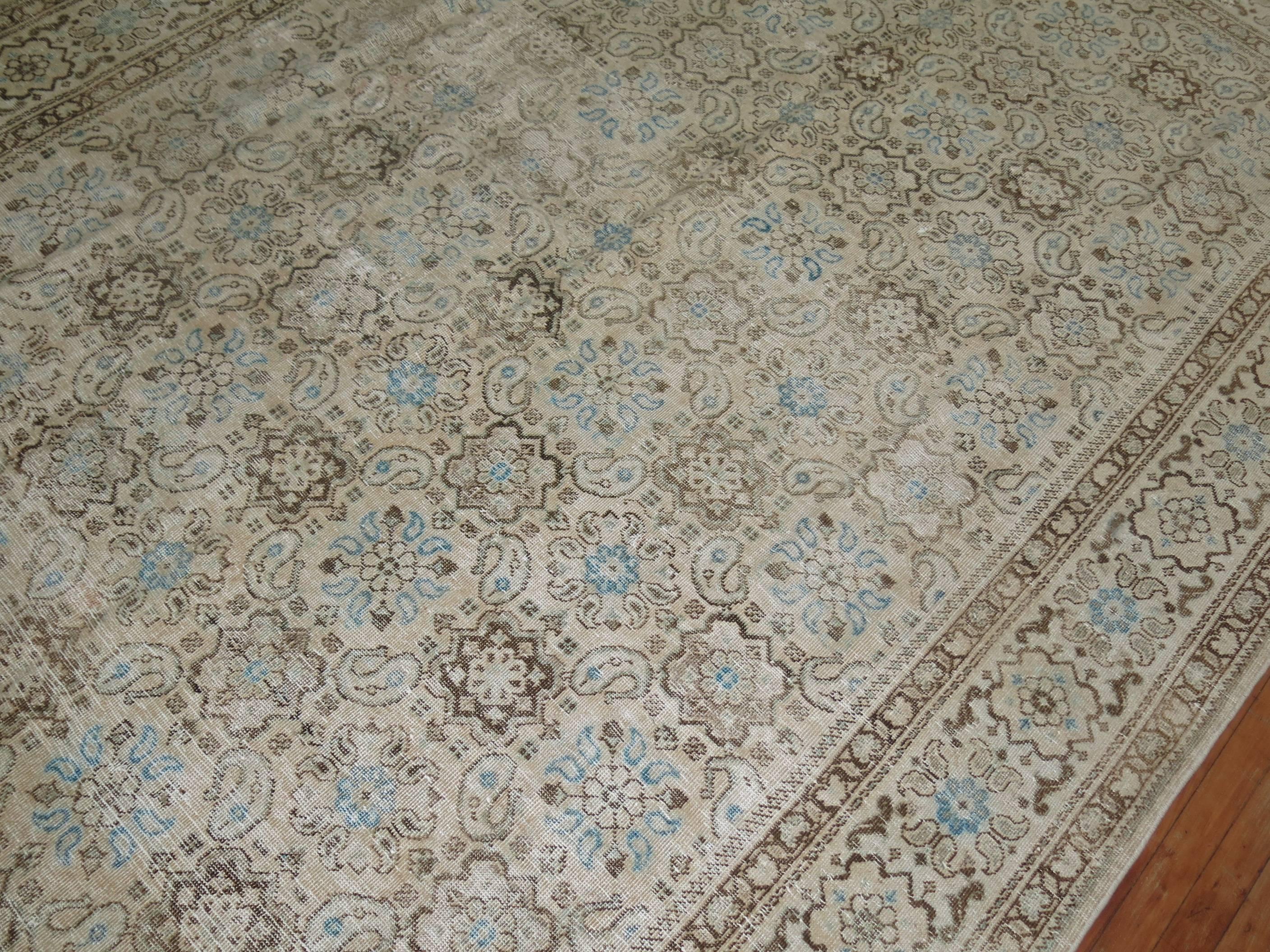 One of a kind shabby chic room size Persian rug.