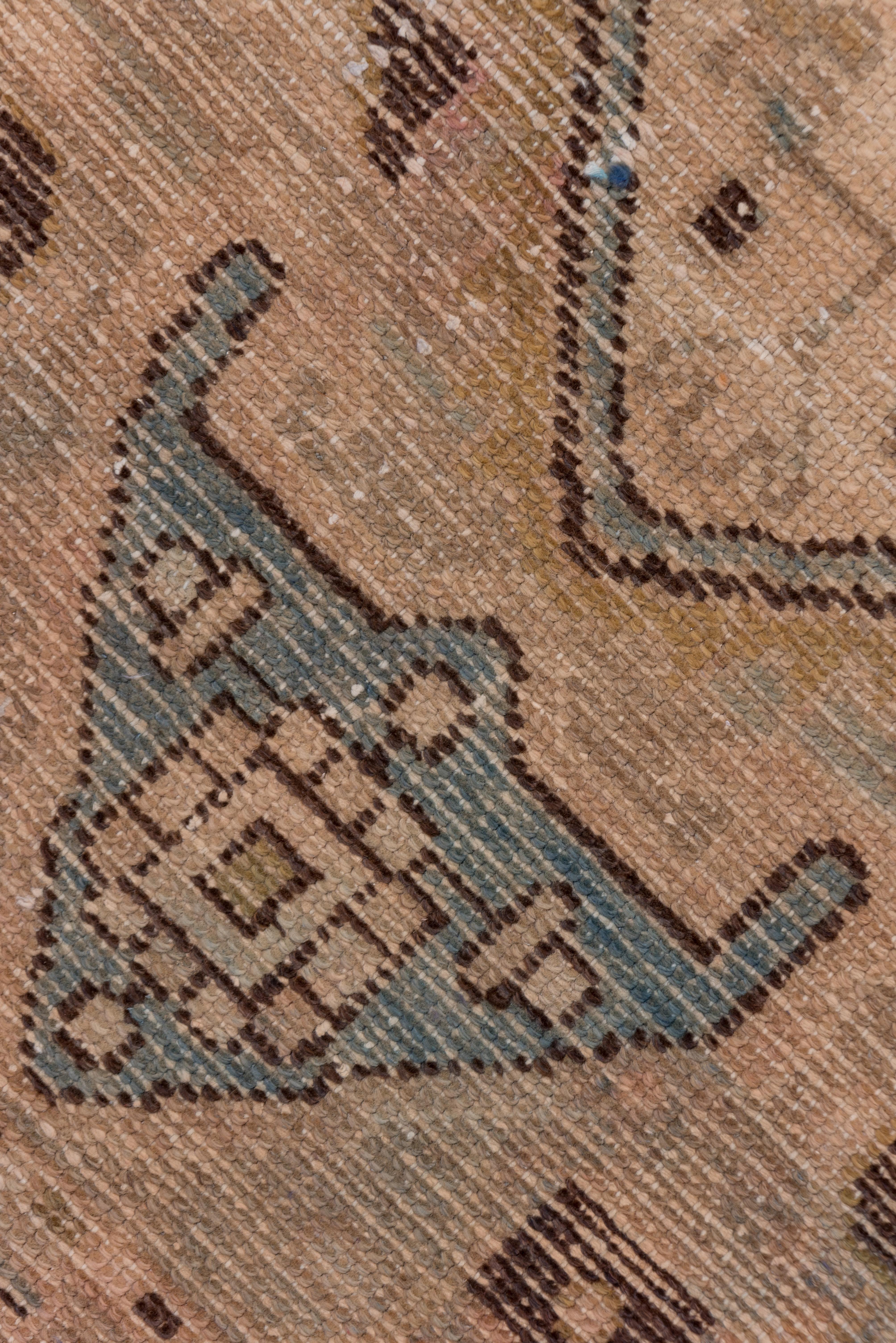Hand-Knotted Shabby Chic Persian Hamadan Scatter Rug, Neutral Palette & Blue Accents For Sale