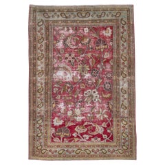 Persischer Khorassan-Teppich im Shabby Chic-Stil, Himbeerfarben, Seeschaum und Olivenbordüren