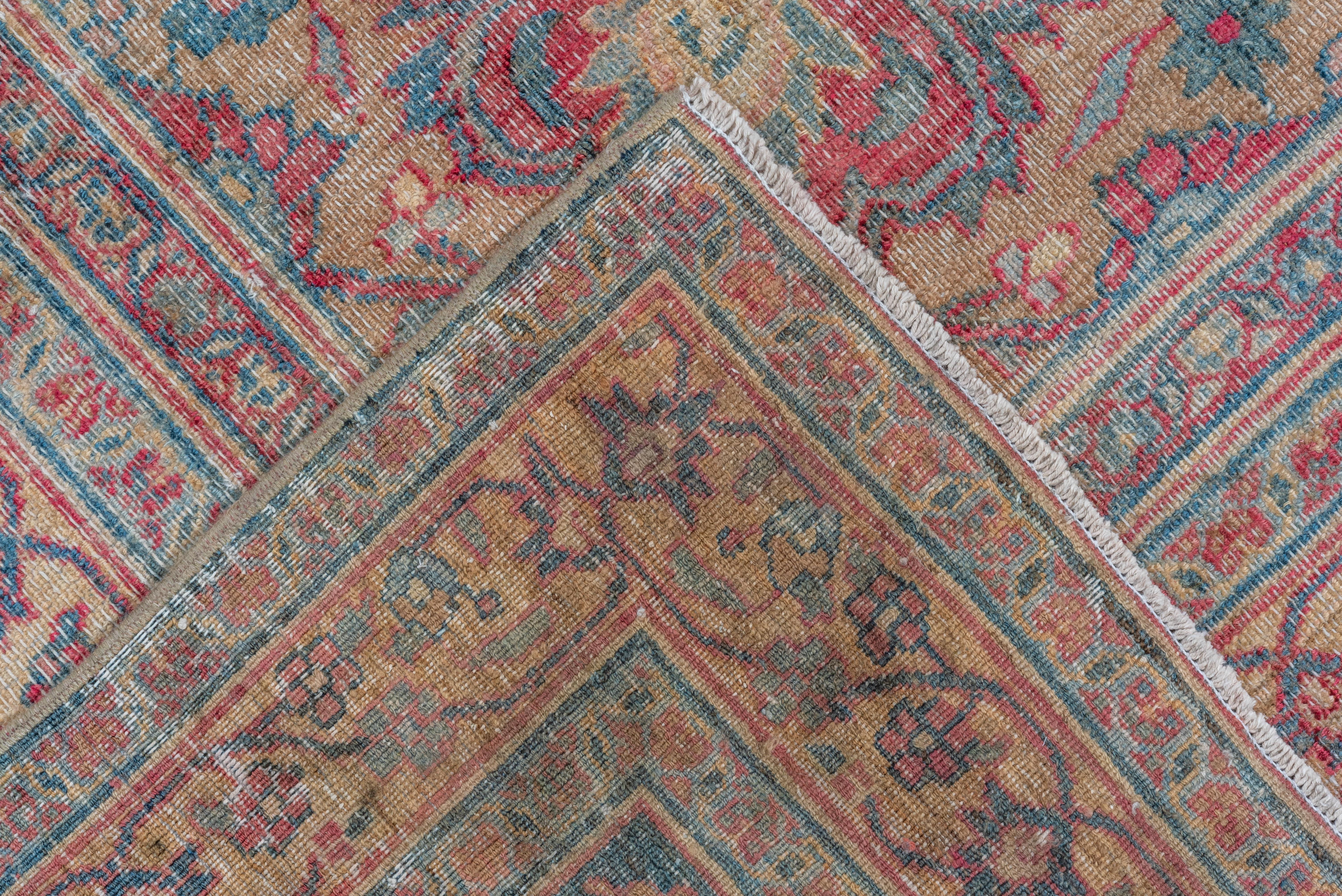 Hand-Knotted Shabby Chic Persian Khorassan Rug with Pink & Teal Tones, Circa 1930s For Sale