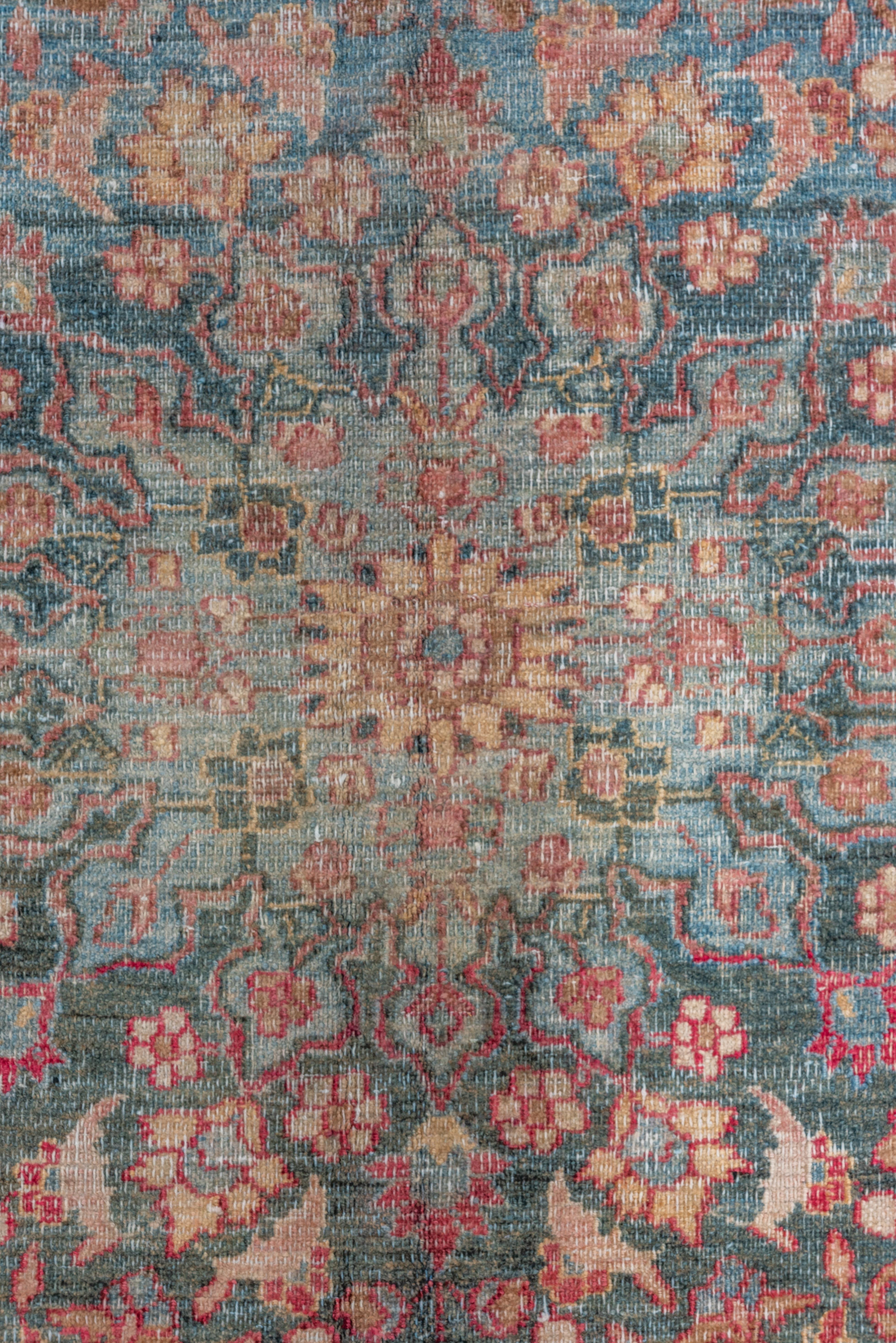 Shabby Chic Persian Khorassan Rug with Pink & Teal Tones, Circa 1930s For Sale 1