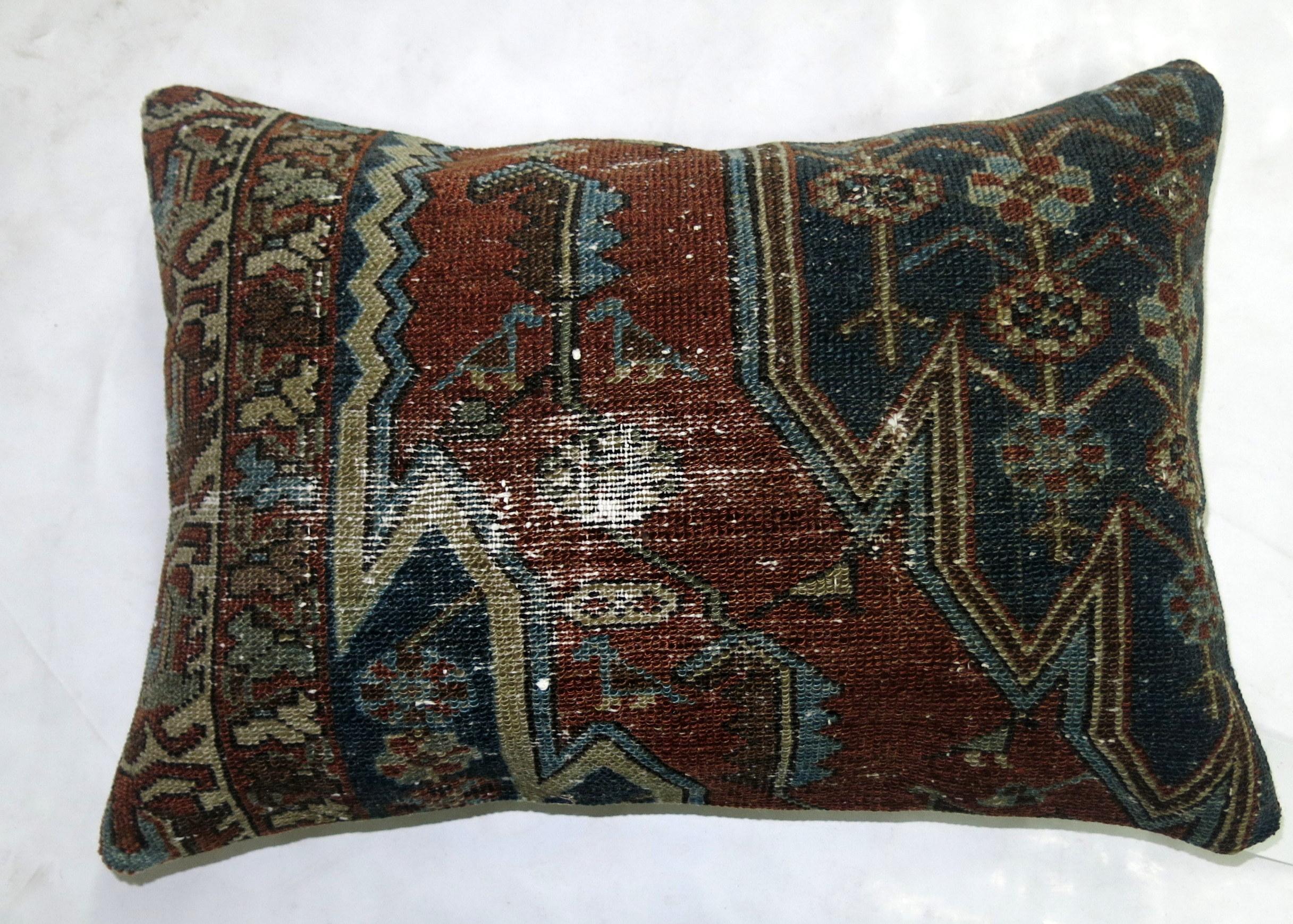 Persian Malayer Lumbar Rug Pillow In Fair Condition In New York, NY