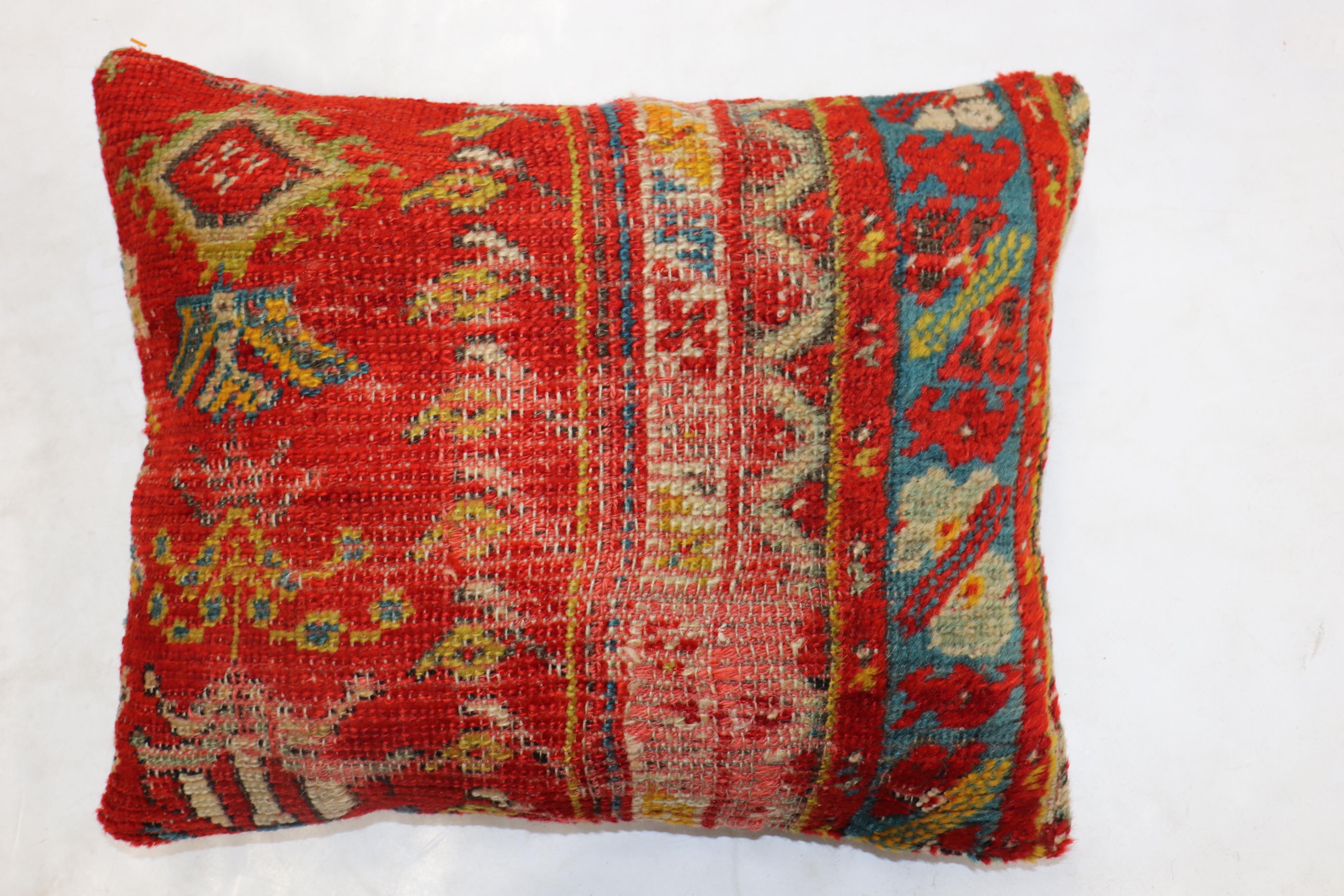 Agra Shabby Chic Red Antique Turkish Ghiordes Rug Pillow