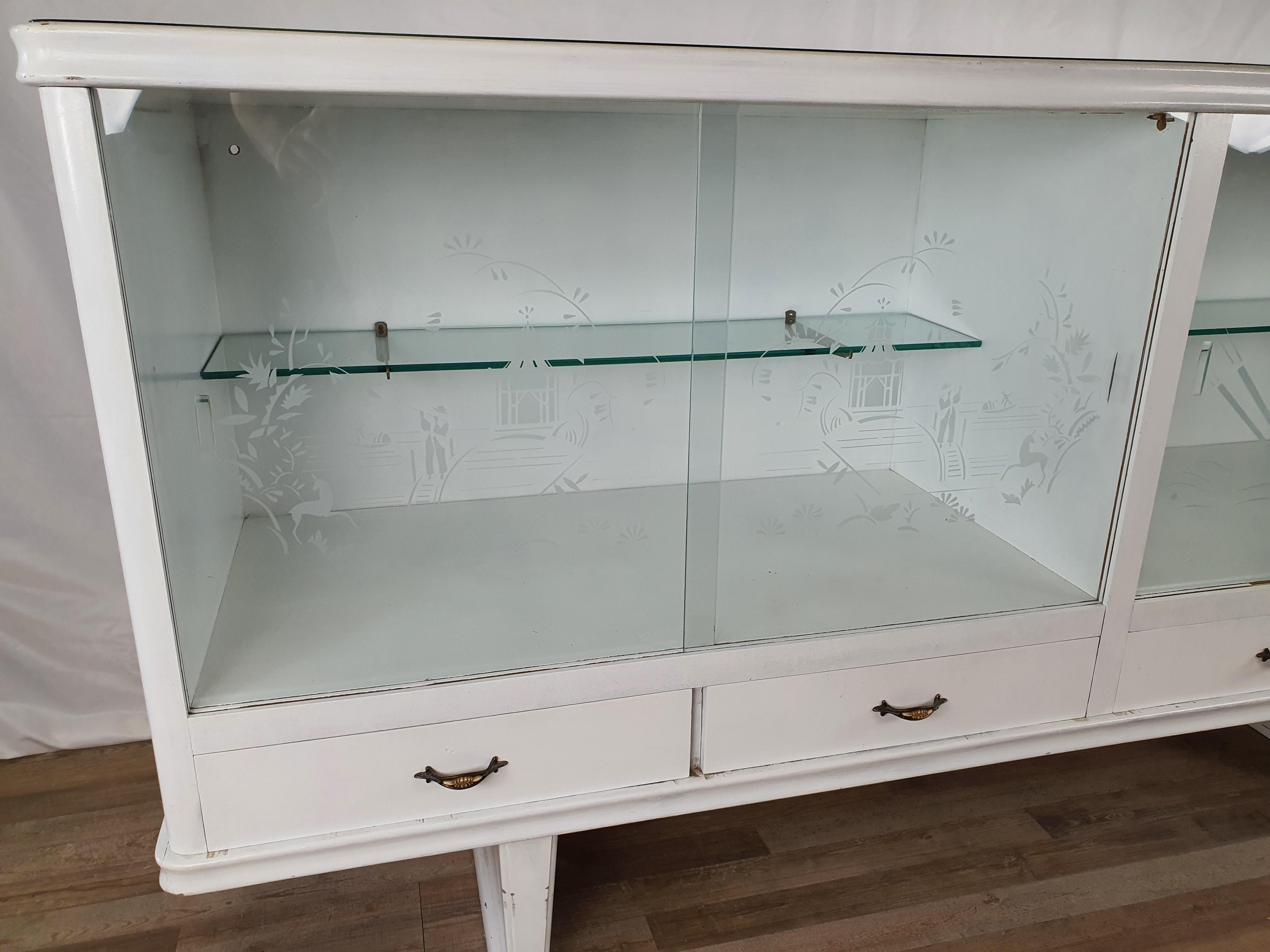 Shabby Chic Sideboard from the 1920s with Mirrored Top For Sale 1