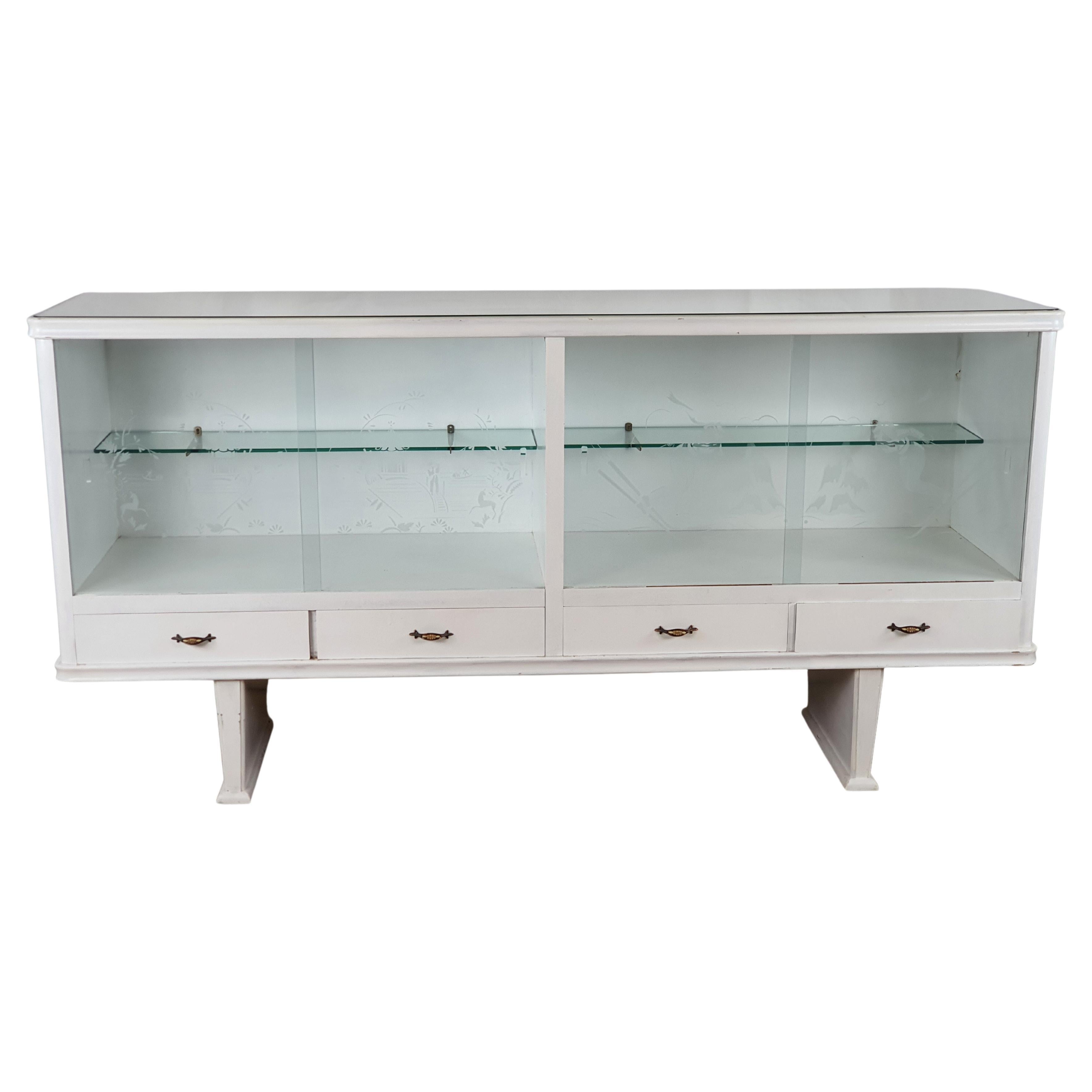 Shabby Chic Sideboard from the 1920s with Mirrored Top For Sale