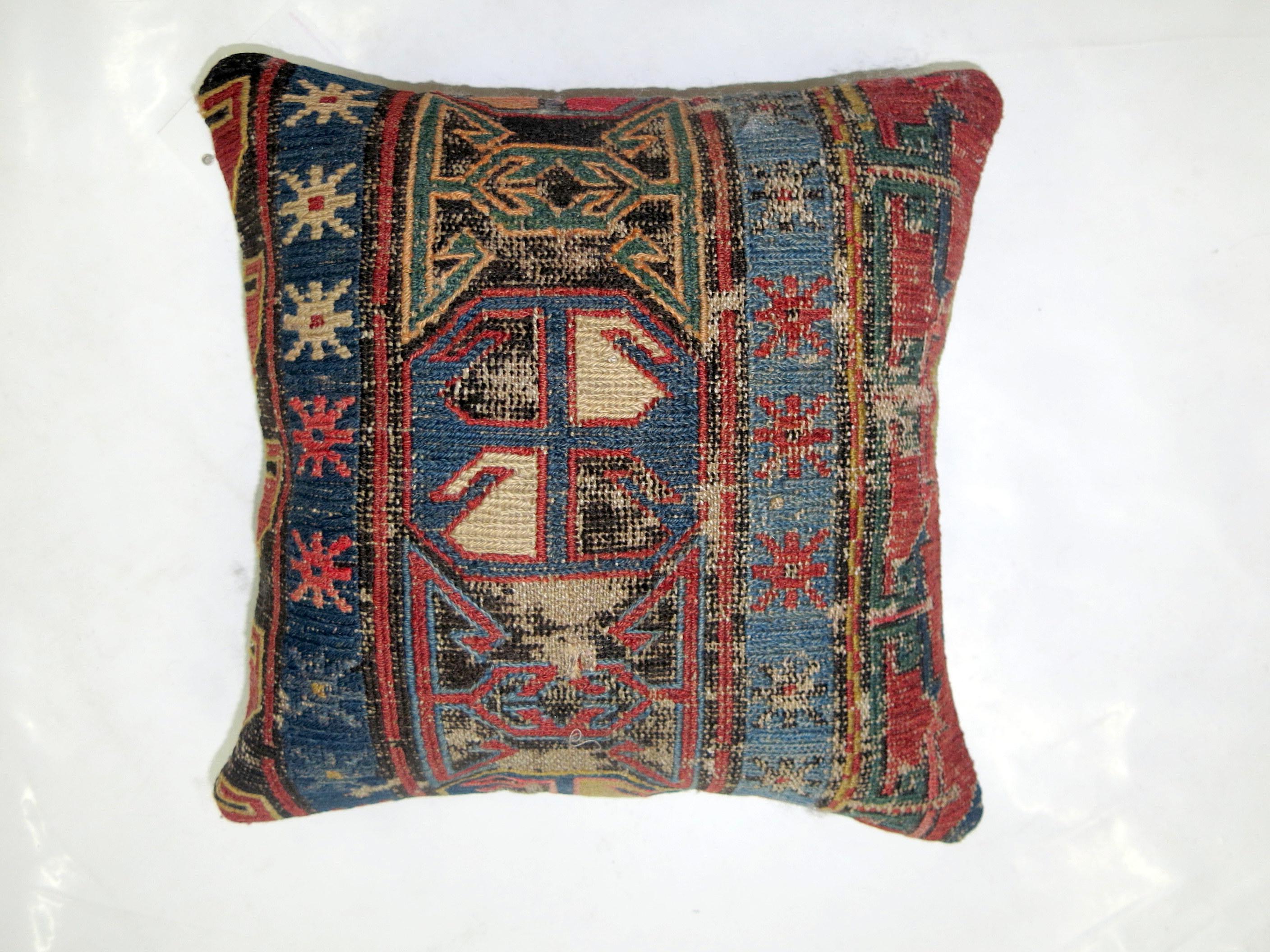 Zabihi Collection Worn Soumac Flat-Weave Pillow In Fair Condition For Sale In New York, NY