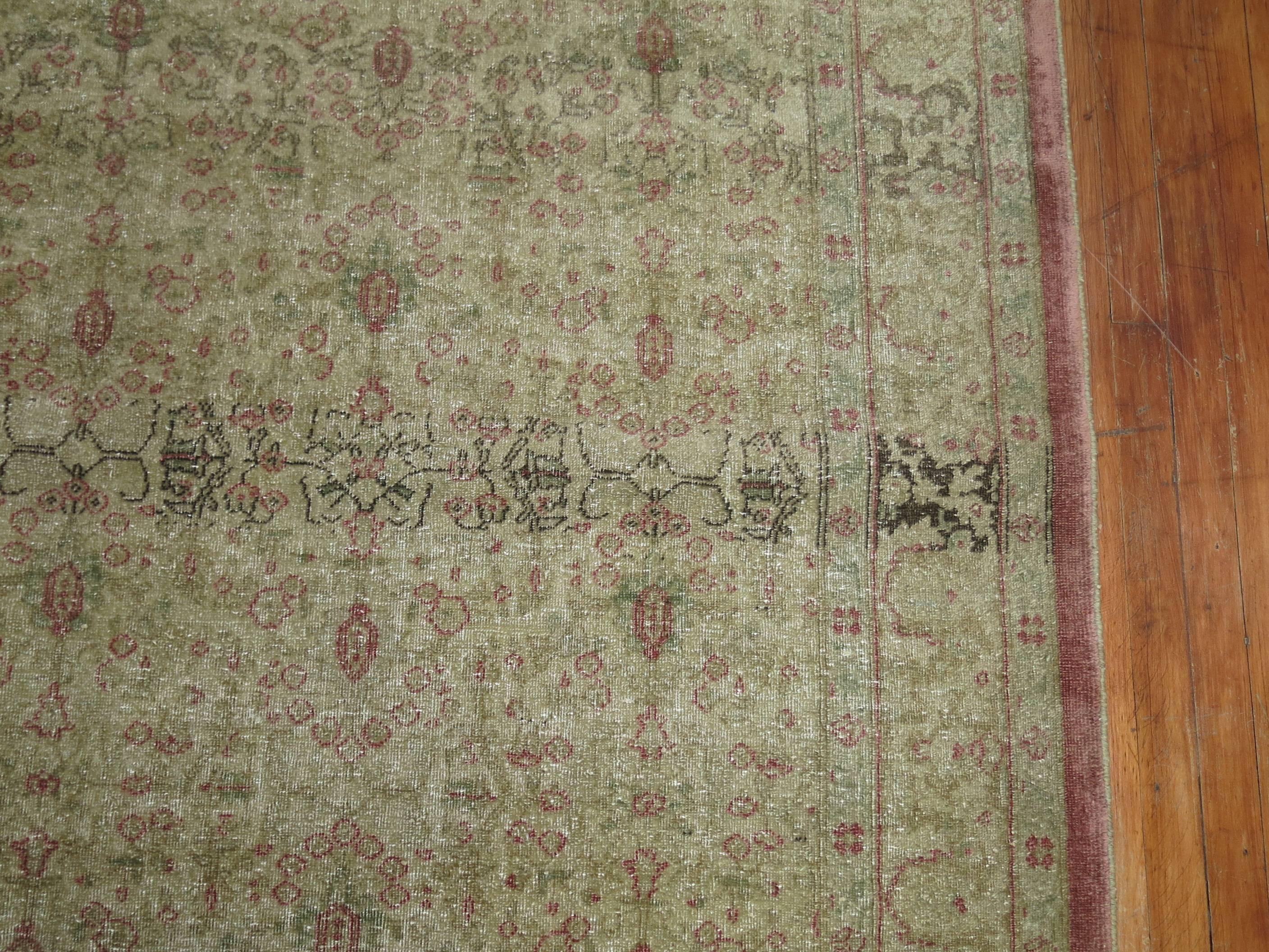 Zabihi Collection Worn Turkish Rug In Good Condition For Sale In New York, NY