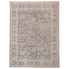 Shabby Chic Turkish Oushak Rug, Gray and Cream All-Over Field