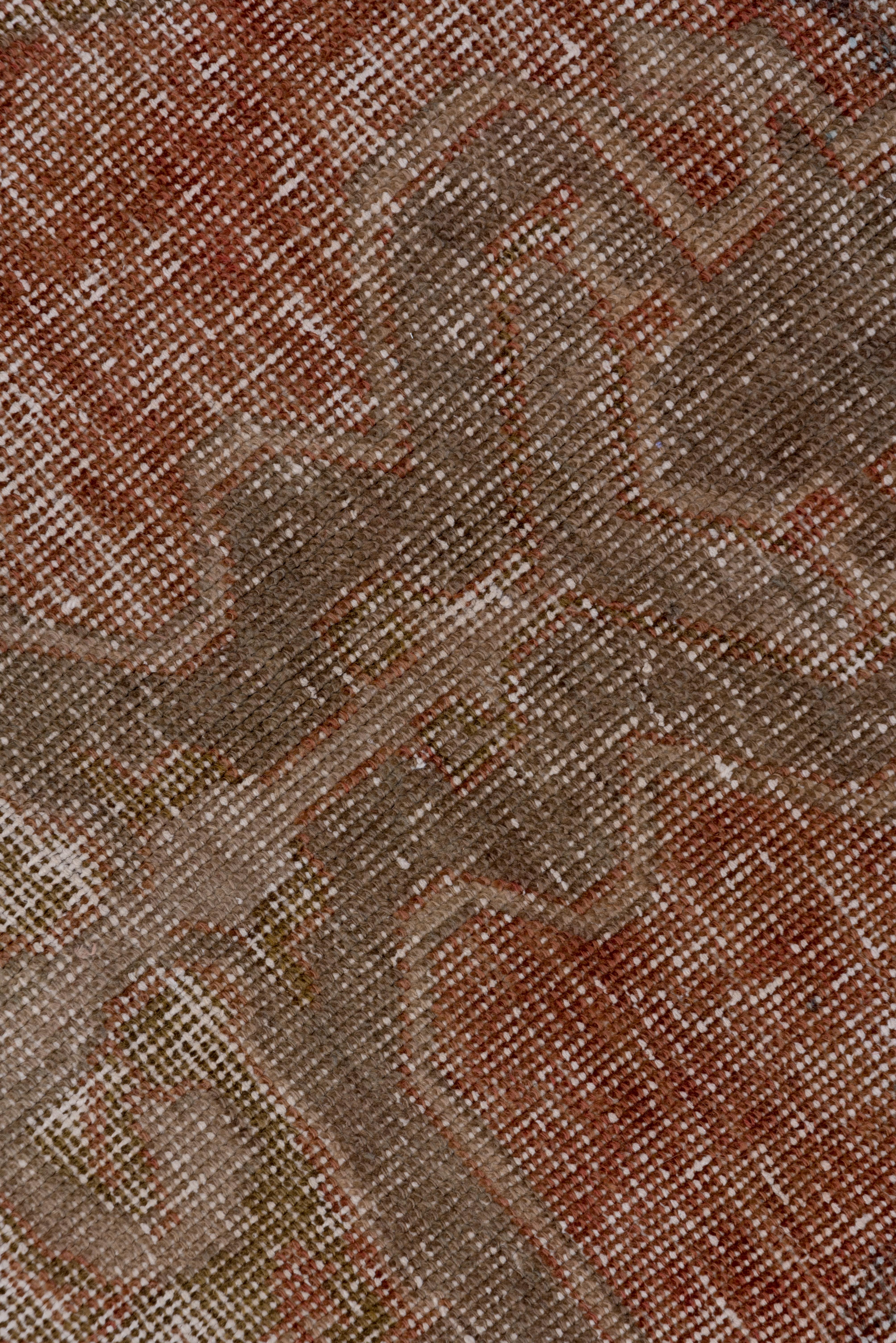 Shabby Chic Türkischer Oushak-Teppich:: Orange Field (Mitte des 20. Jahrhunderts) im Angebot