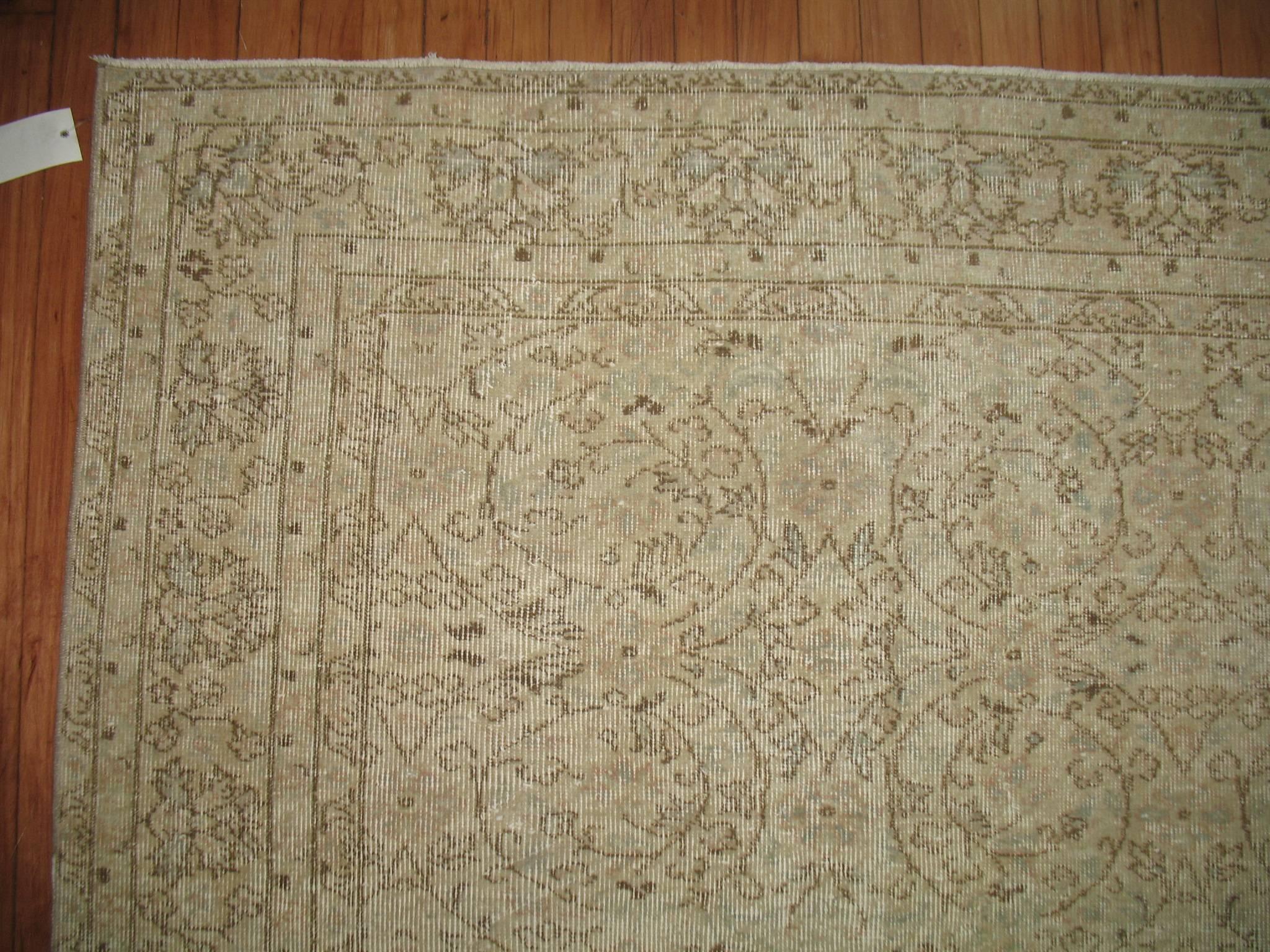 Malayer Shabby Chic Turkish Rug with White and Taupe Accents