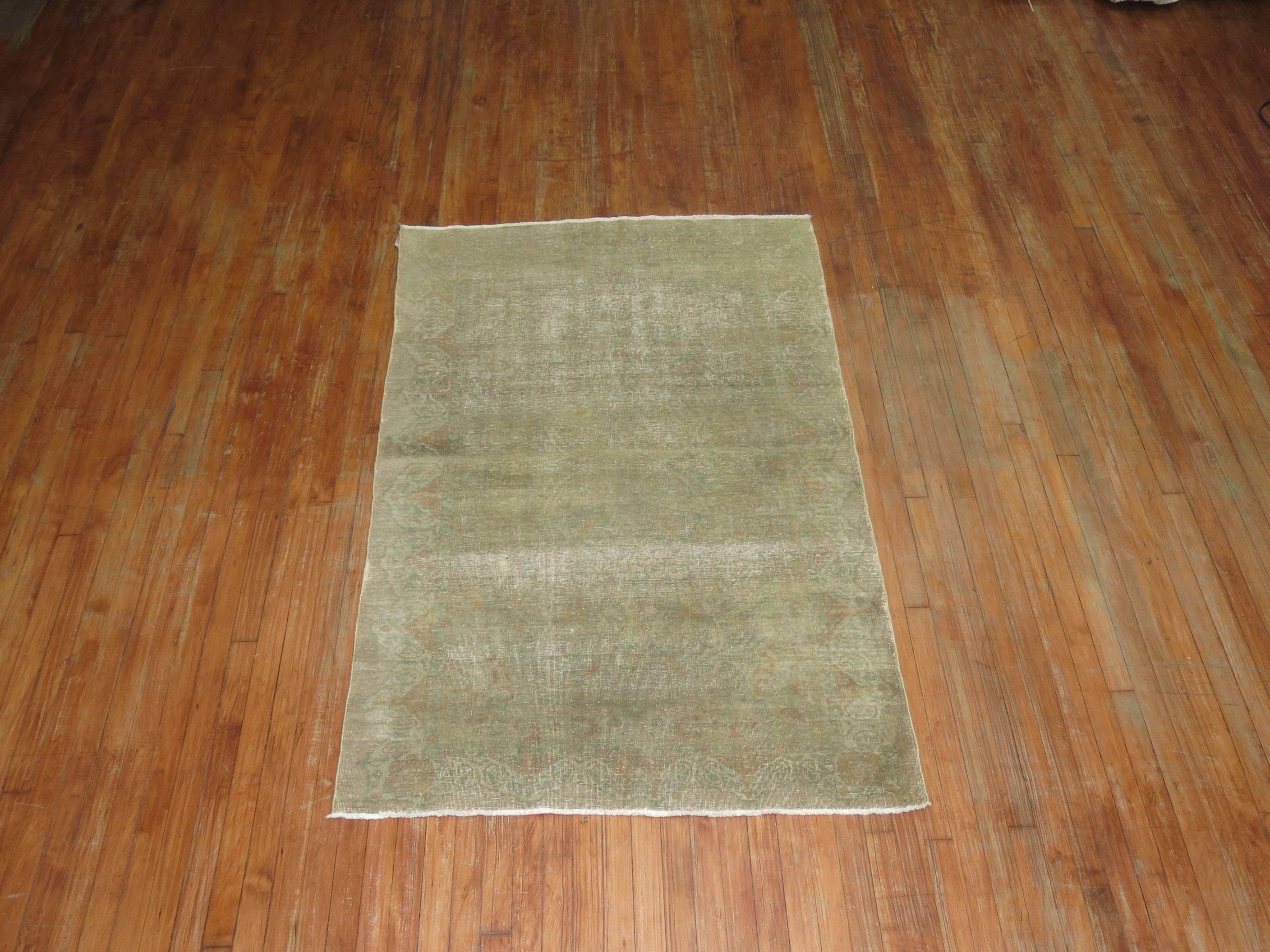 Zabihi Collection Worn Turkish Accent Rug For Sale 5