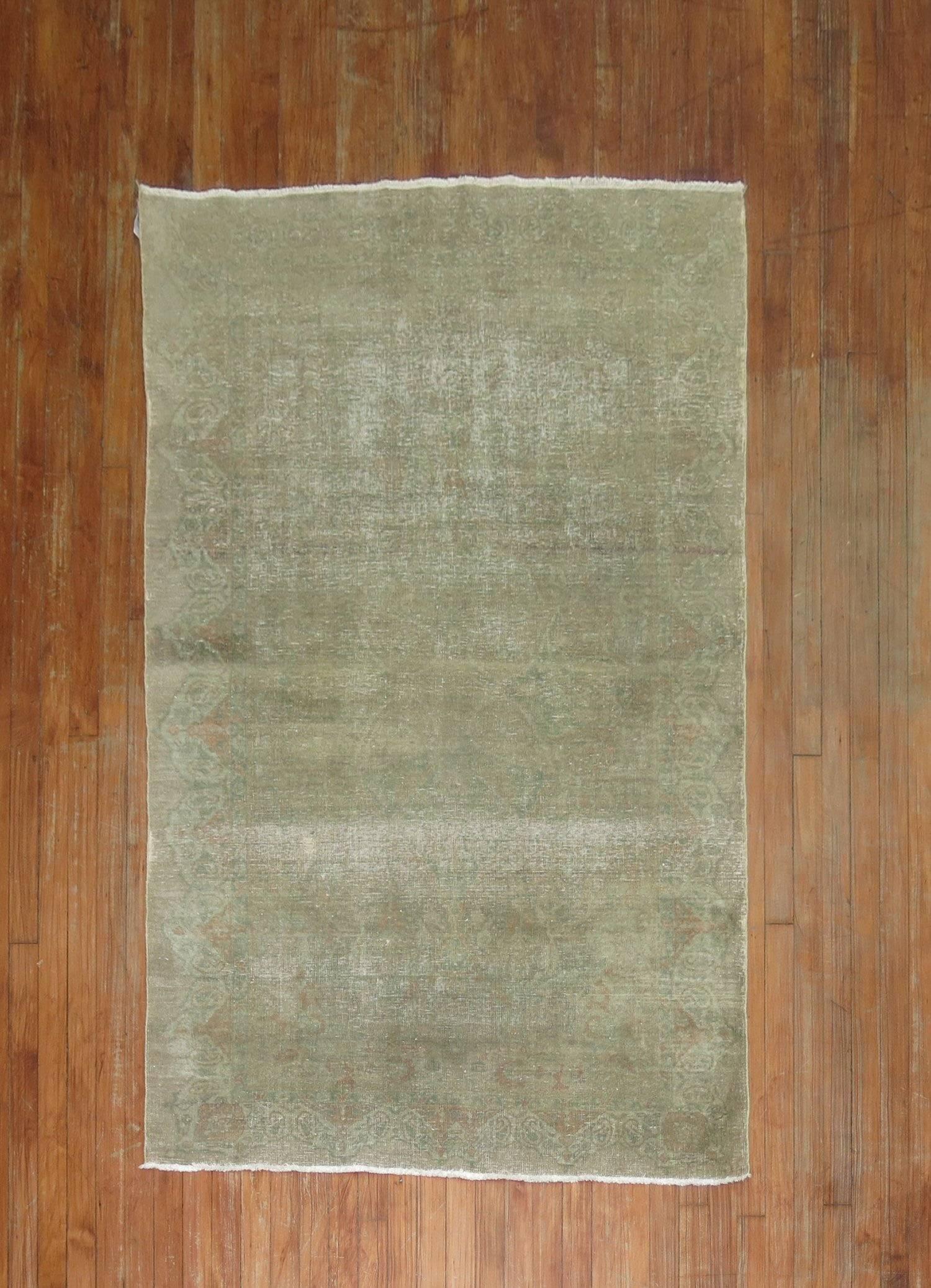 Zabihi Collection Worn Turkish Accent Rug For Sale 2