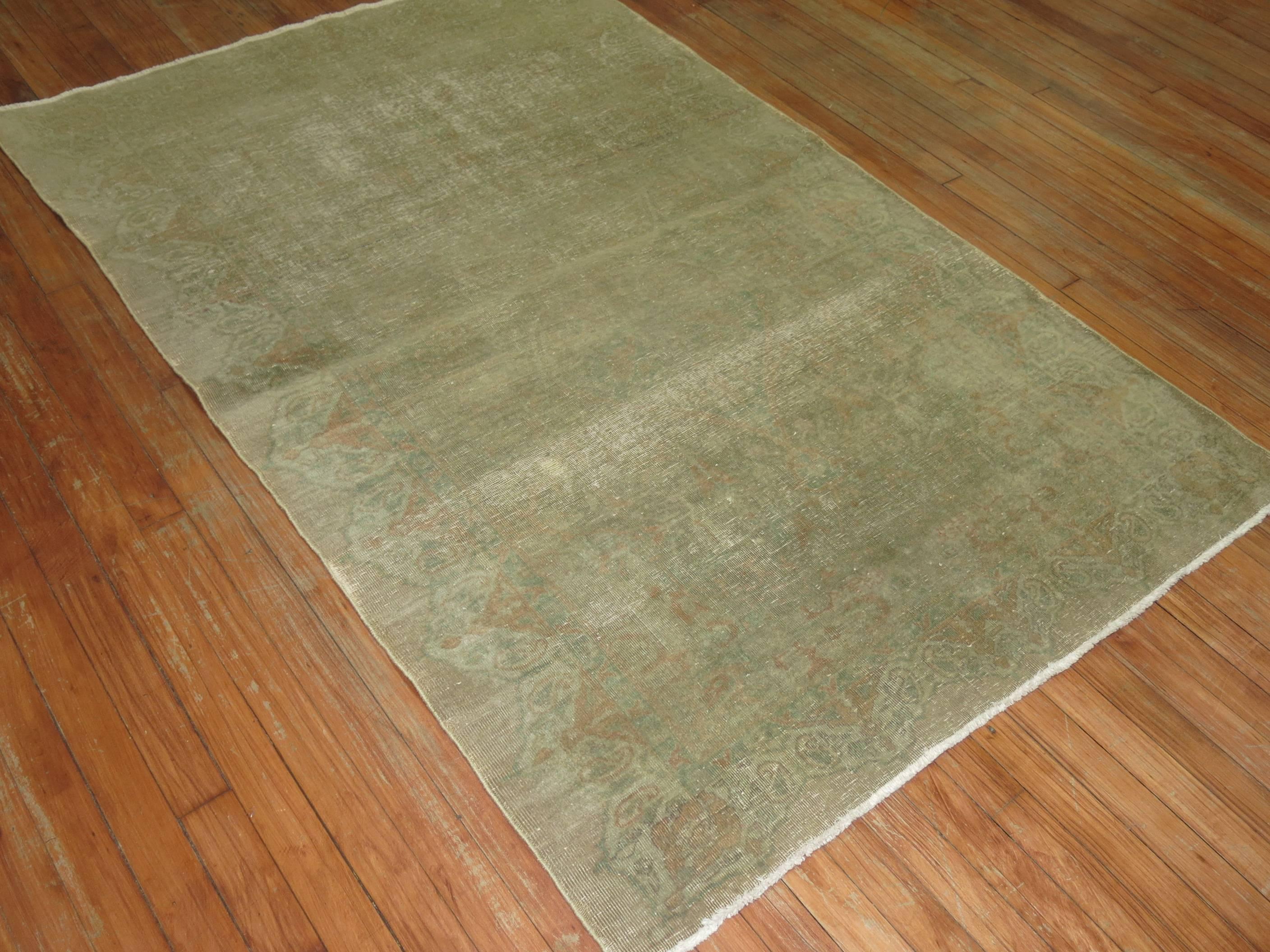 Zabihi Collection Worn Turkish Accent Rug For Sale 3