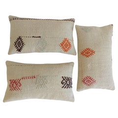 Shabby Chic Vintage Handloom Wool Killim Pillows, Set of Three