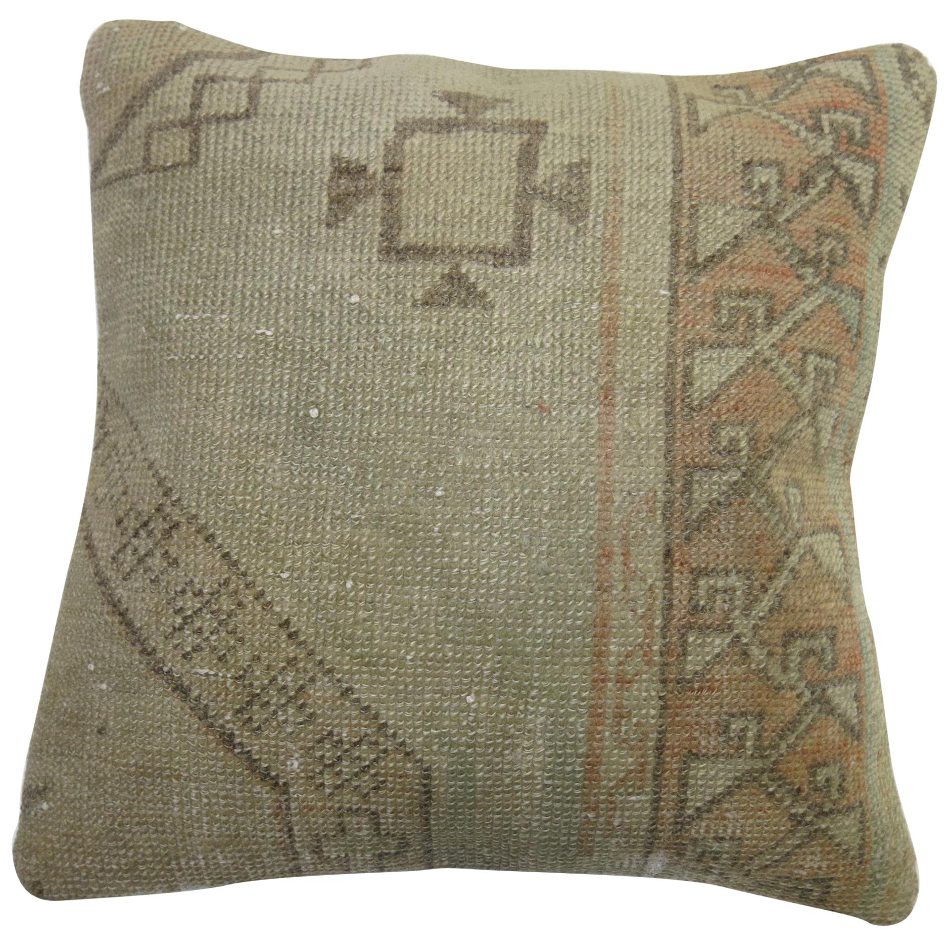 Shabby Chic Vintage Oushak Rug Pillow For Sale