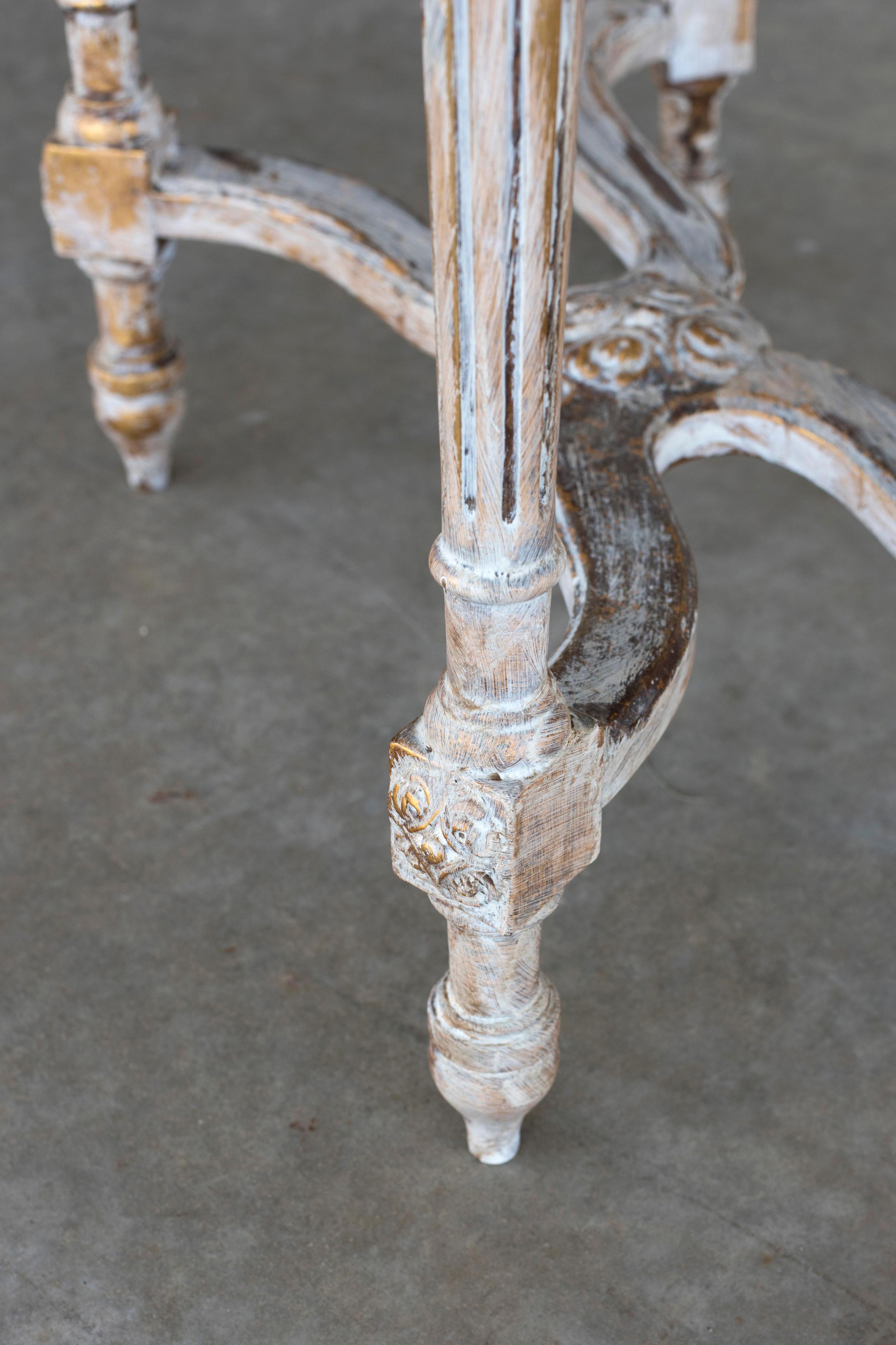 Shabby Effect Console Tables White Carrara Marble Top Louis XVI Style 3