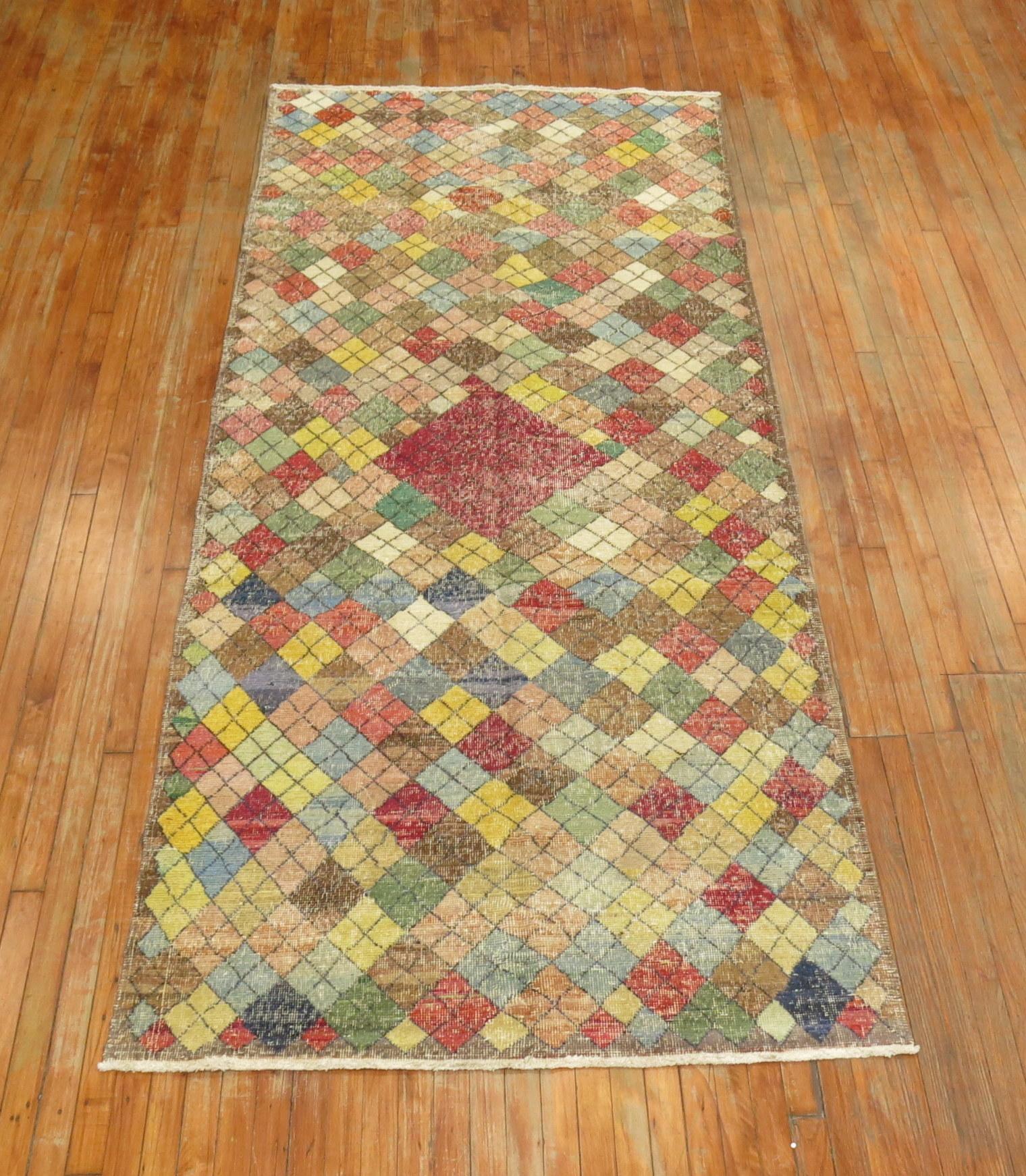 Shabby Turkish Deco Gallery Diamond Läufer im Angebot 1