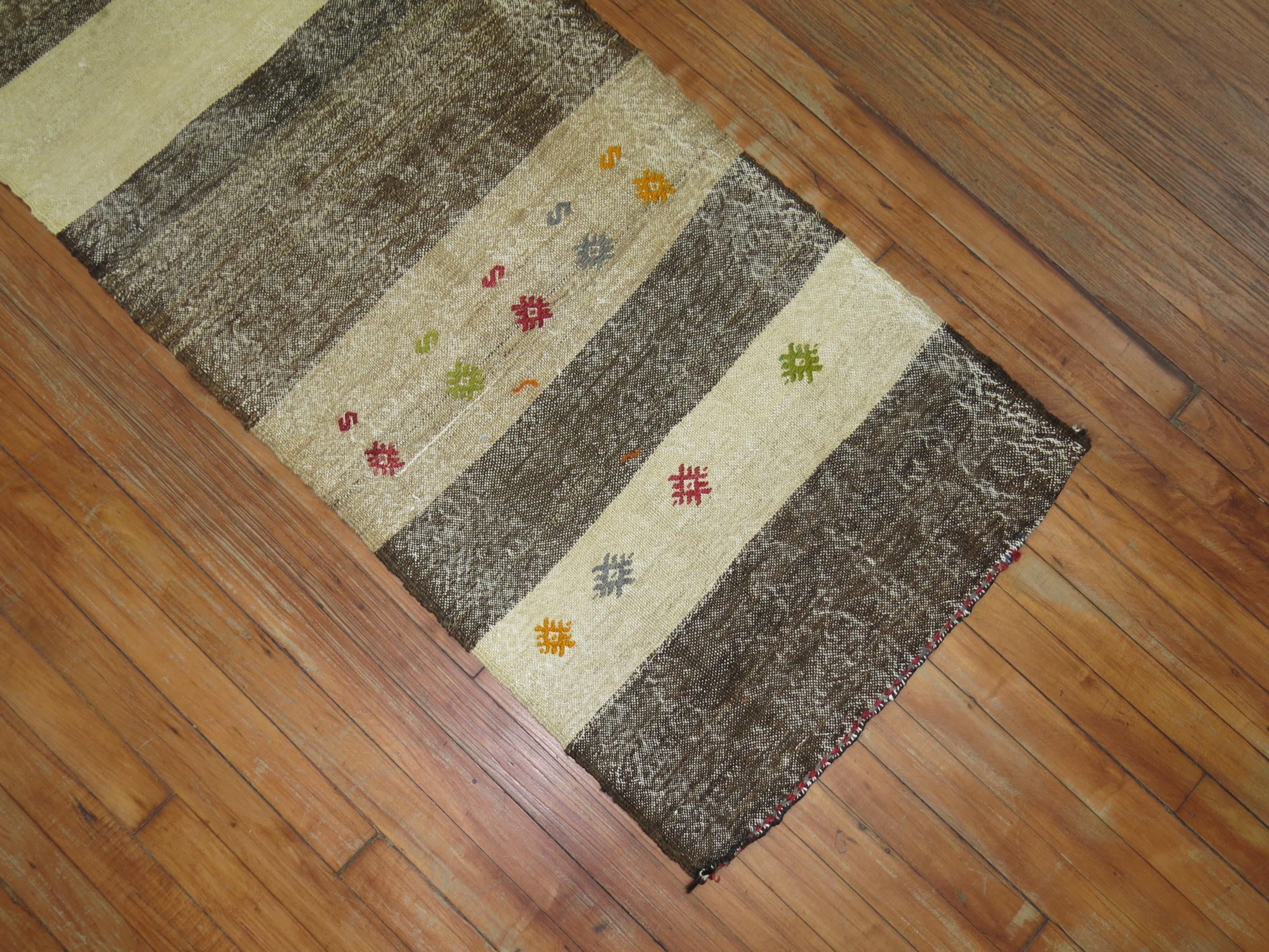 20th Century Shabby Vintage Turkish Kilim Runner For Sale