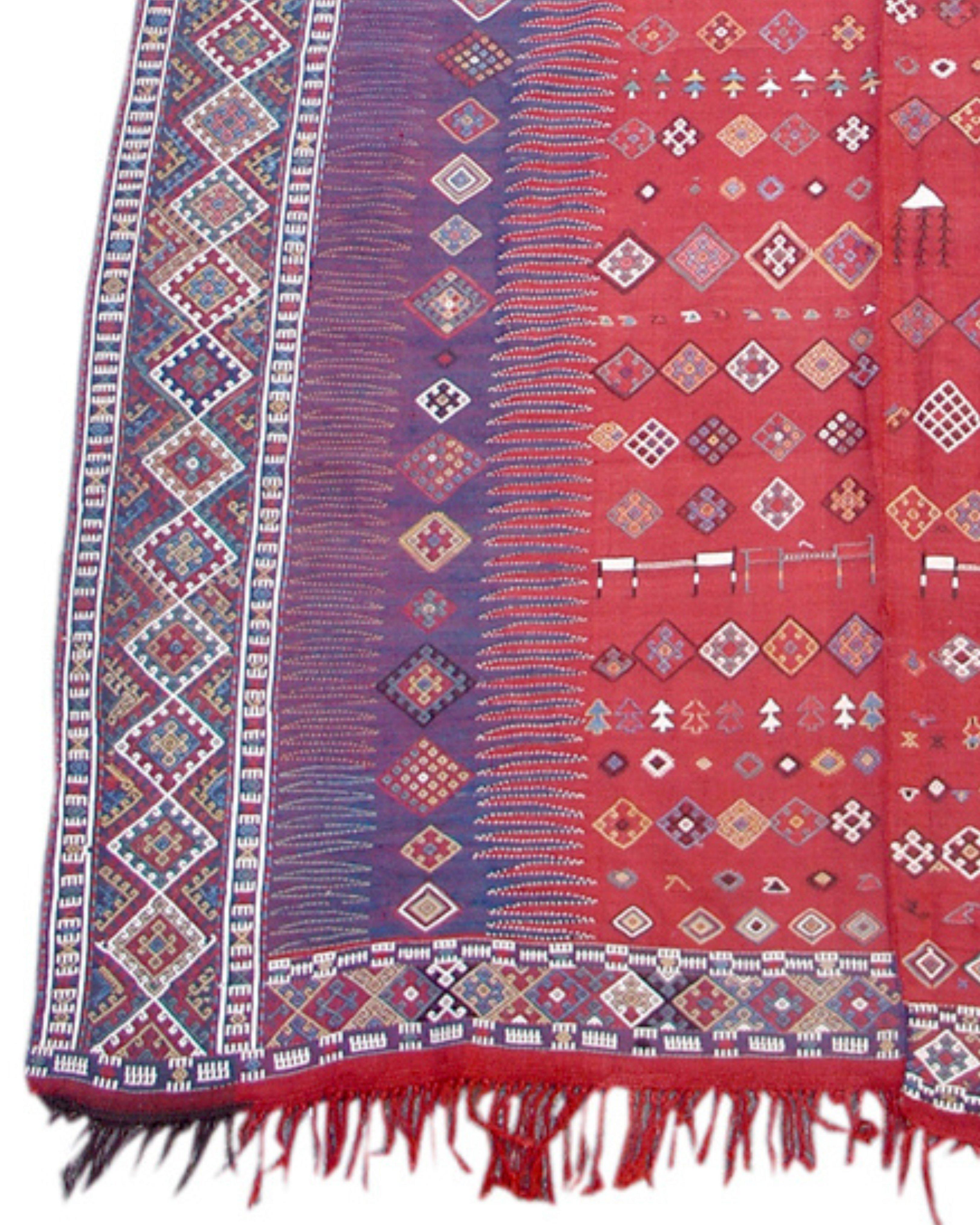 Antique Shadda Flat-Woven Rug, 19th Century In Good Condition For Sale In San Francisco, CA