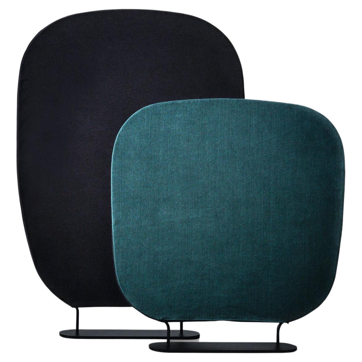 Shade Low Divider in Green Vip Upholstery with Matt Black Base by Marco Zito