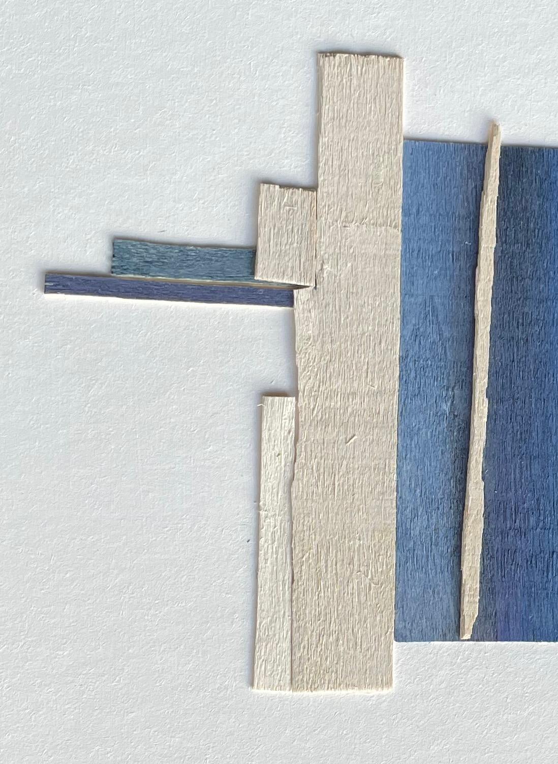 Shades of Blue and Cream Thin Slices of Wood, France, Contemporary In New Condition In New York, NY
