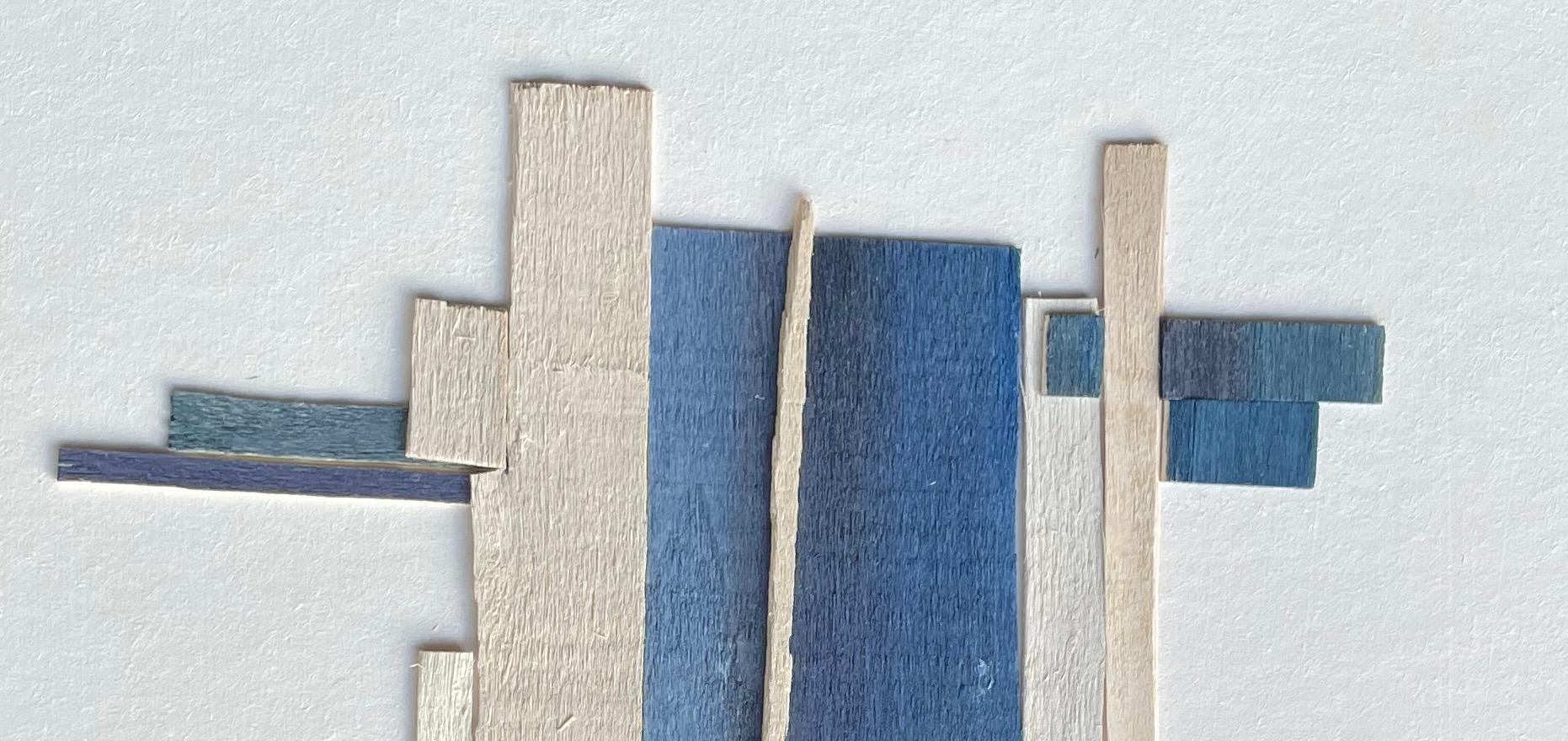 Shades of Blue and Cream Thin Slices of Wood, France, Contemporary 2