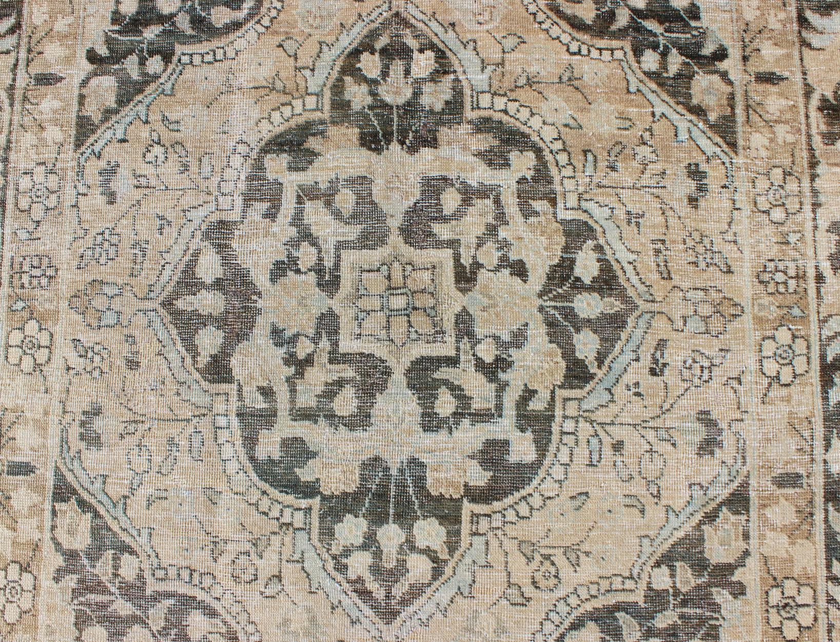 Antique Persian Haj-Jalili Tabriz Rug With Geometric Medallion Design For Sale 1