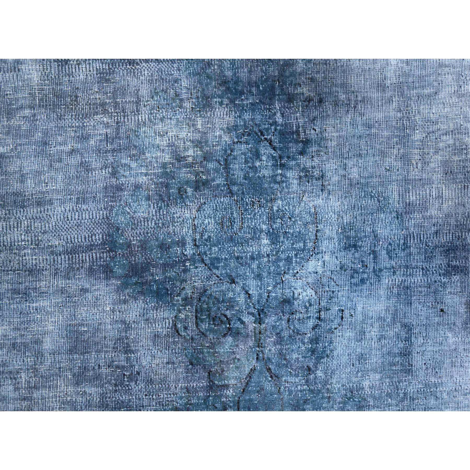 Shades of Blue Hand Knotted Old Persian Kerman Oriental Rug 2