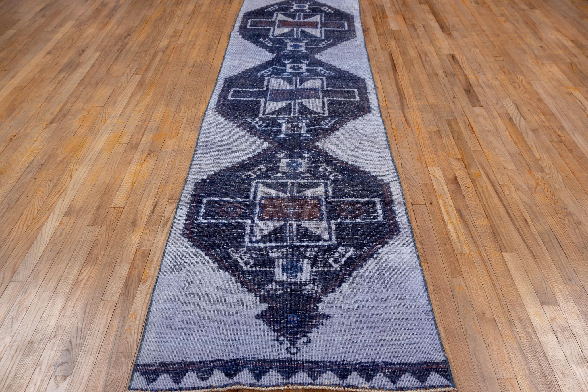 Turkish Shades of Blue Minimalist Oushak For Sale