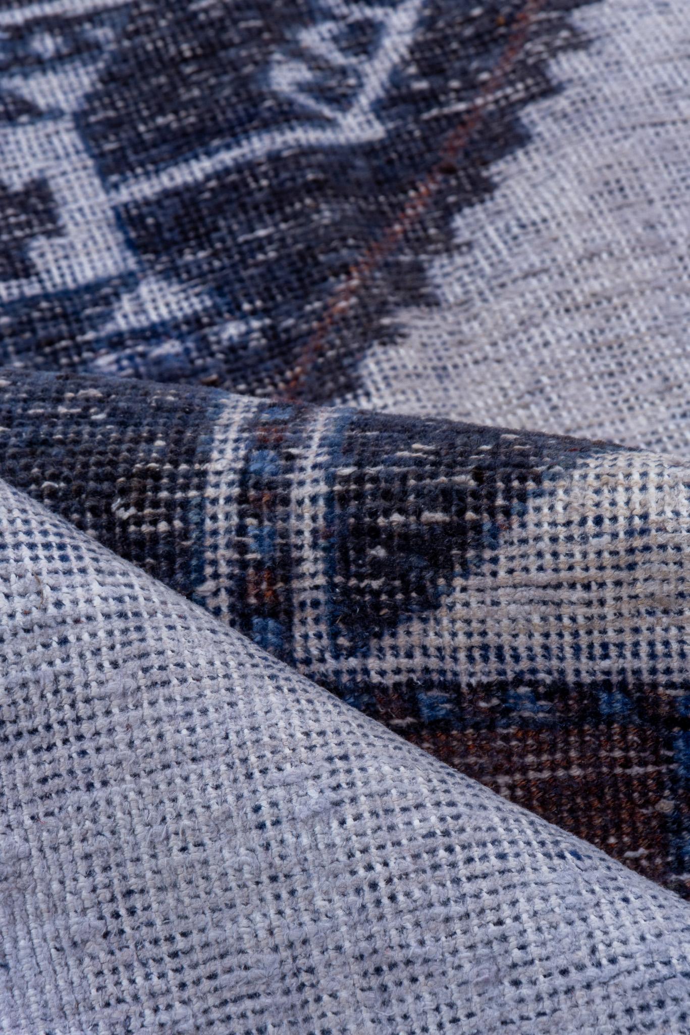 Shades of Blue Minimalist Oushak For Sale 1