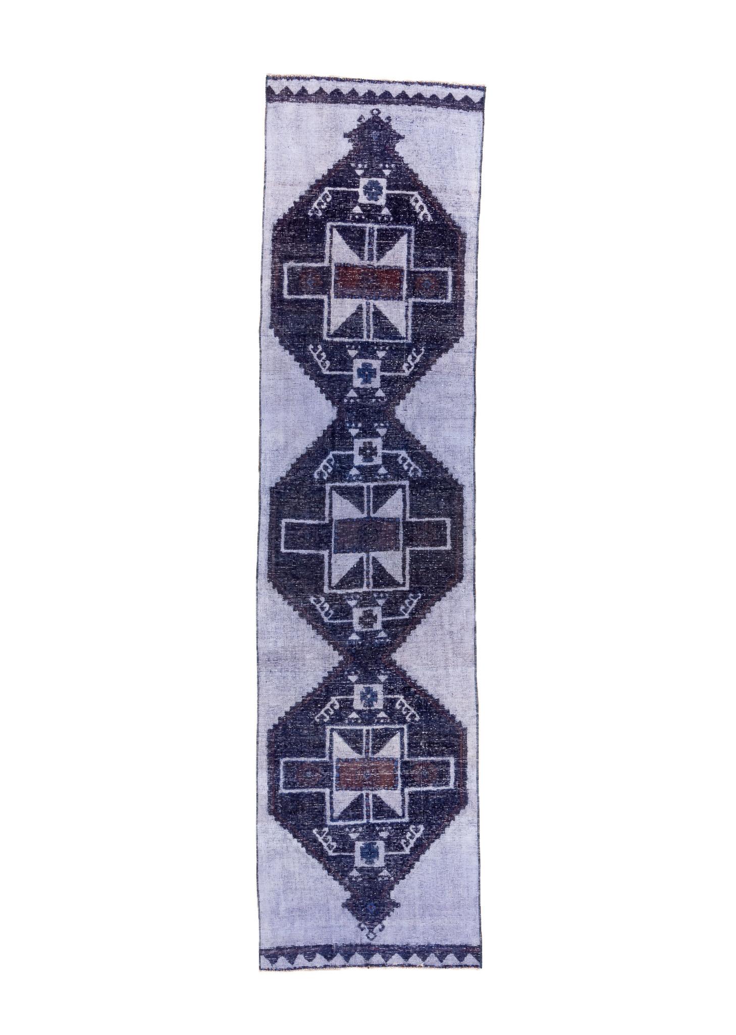 Shades of Blue Minimalist Oushak For Sale