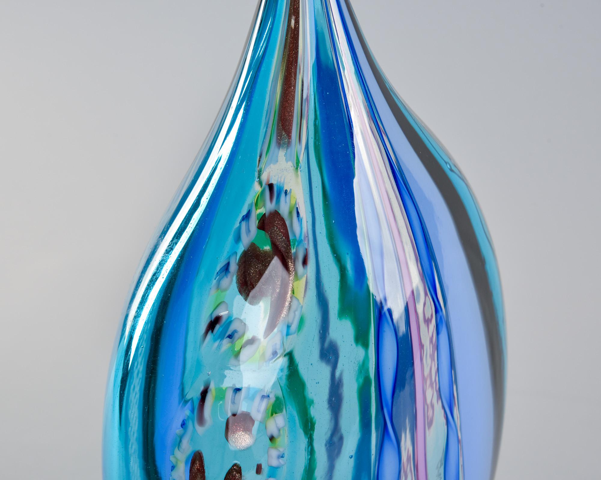 Scultura in vetro di Murano firmata Fabiano Zanchi con sfumature blu e oro in vendita 1