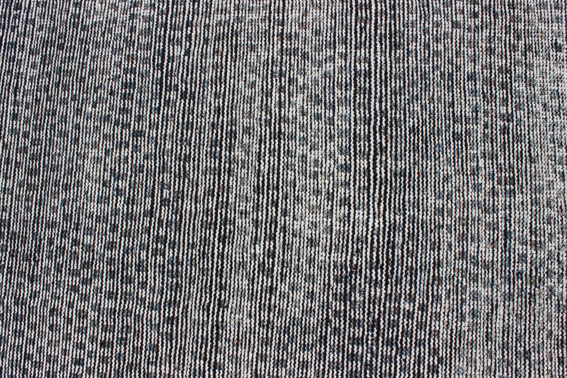Contemporary Modern Design Distressed rug in shades of gray, Charcoal & White with Checkered  For Sale