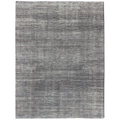 Modern Design Distressed rug in shades of gray, Charcoal & White with Checkered 