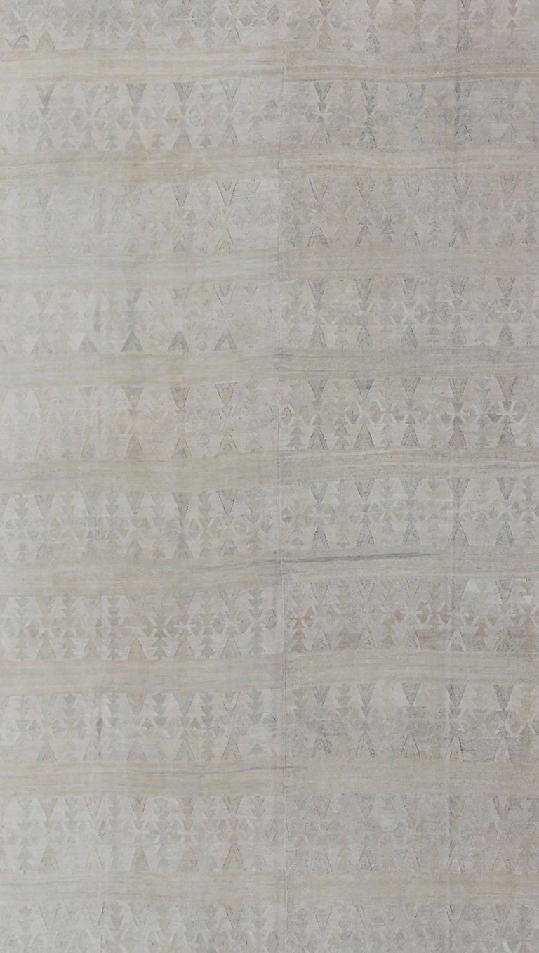 Shades of Cream Long Vintage Turkish Kilim Rug with All-Over Design For ...