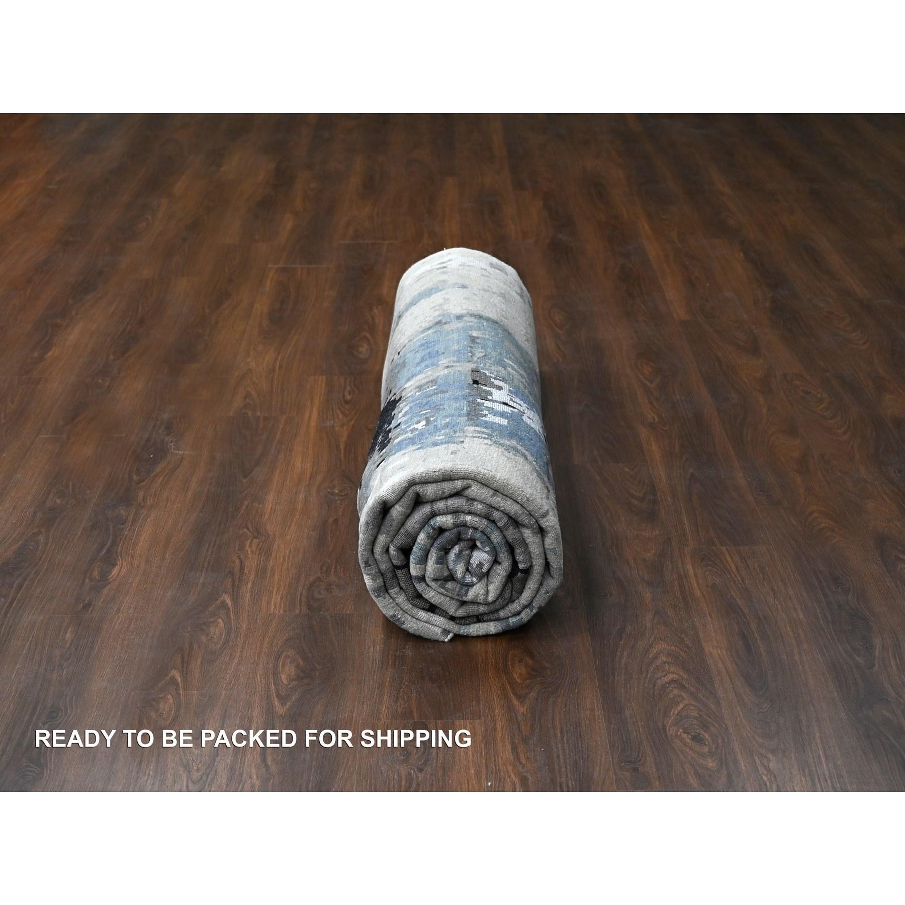 Shades of Gray, Tappeto in lana e seta annodato a mano dal design astratto moderno 9' x 11'10