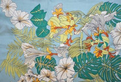 Shades of Green & Multi Color Floral Silk Scarf