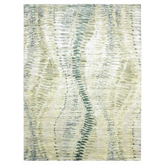 Alfombra Oriental Verde 100% Seda Suave Anudada a Mano Diseño Safari Cocodrilo