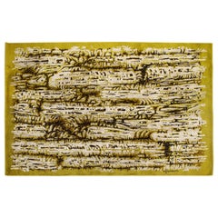 Shades of Green & Brown René Fumeron Signed Rug - France 1960's