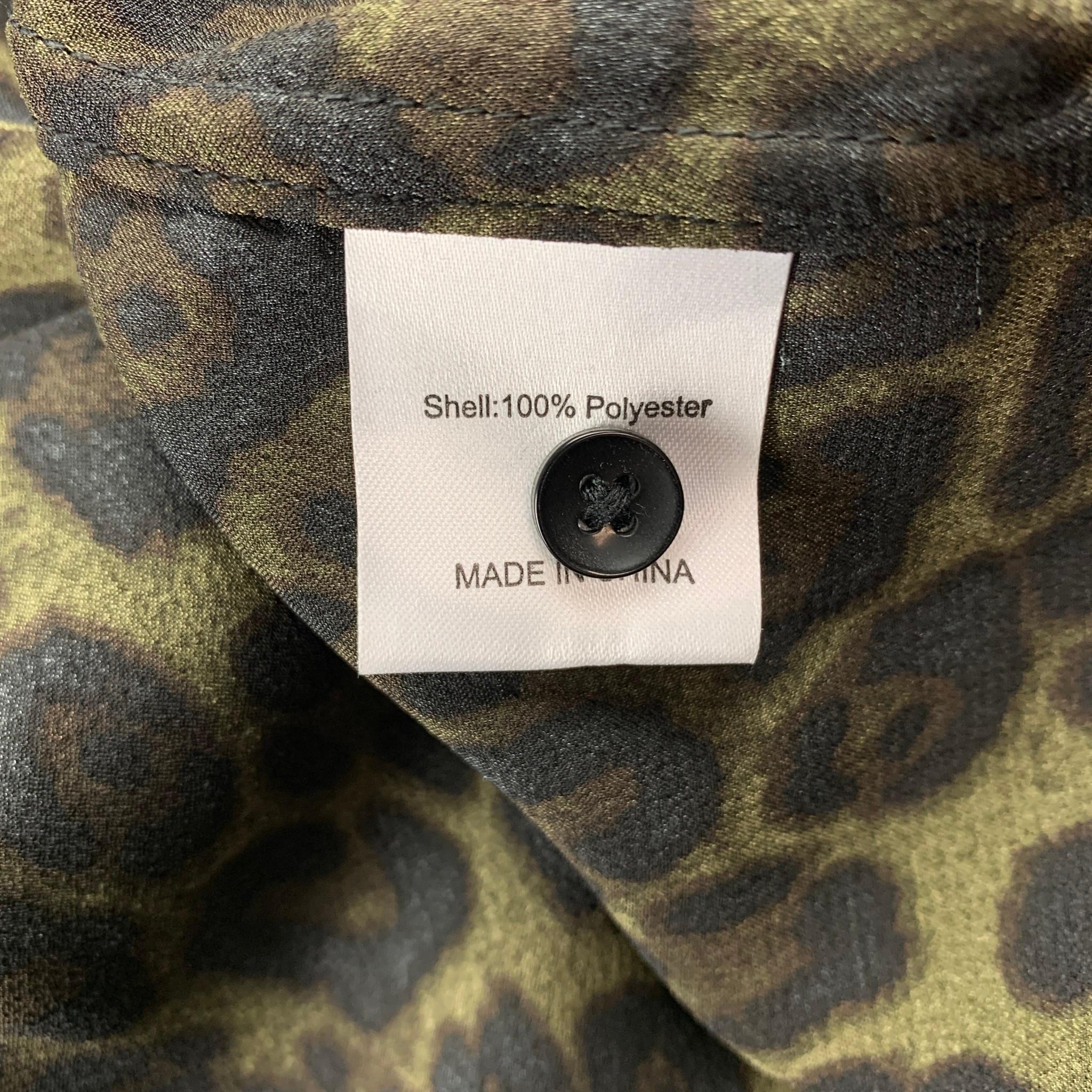 Men's SHADES OF GREY by MICAH COHEN Size S Olive Animal Print Polyester Two Piece Set