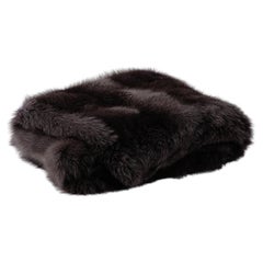 Shades of Grey Fox Fur Throw Luxury Blanket Plaid Cushion by Muchi Decor